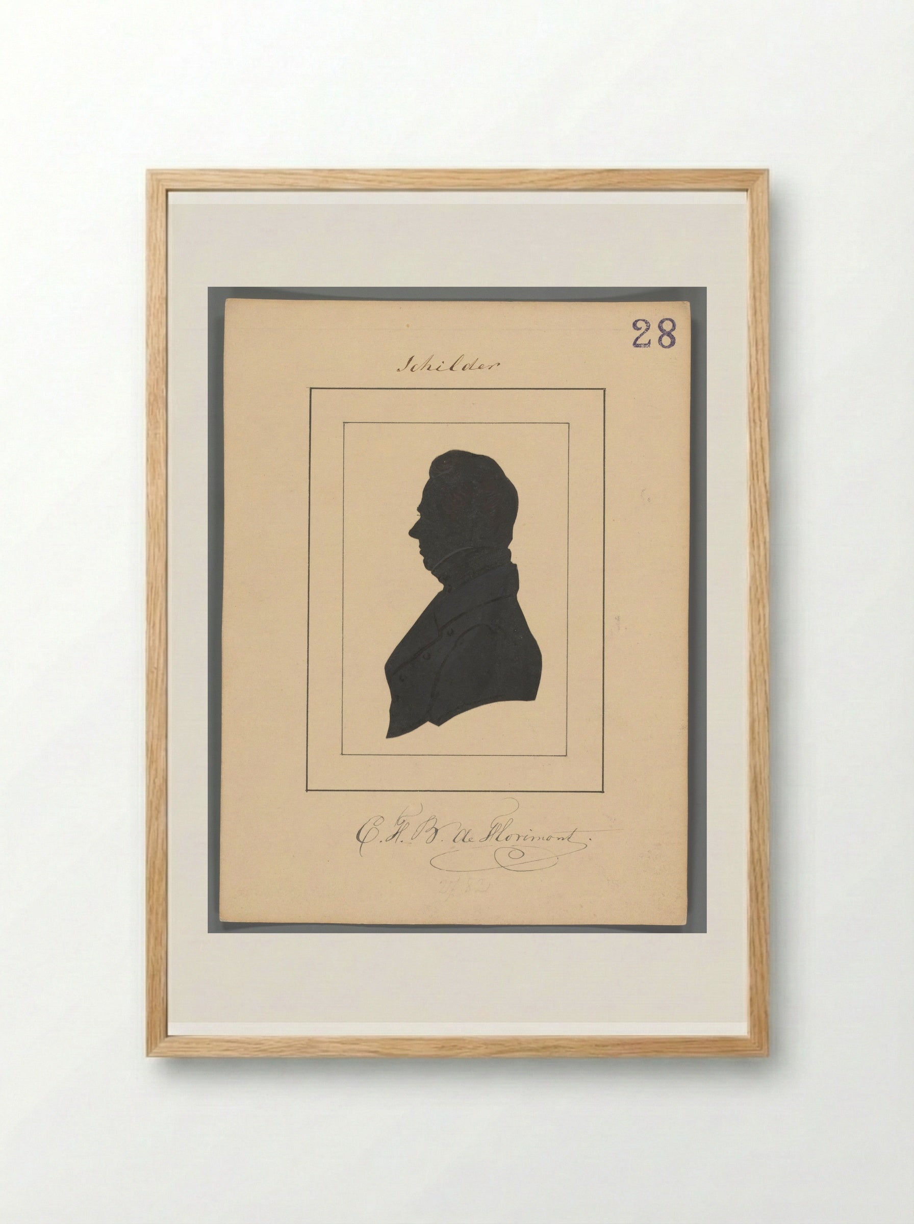 Silhouetportret van Charles Frederik Bartholomeus de Florimont - Elisabeth Alida Haanen - Framed Print Wood