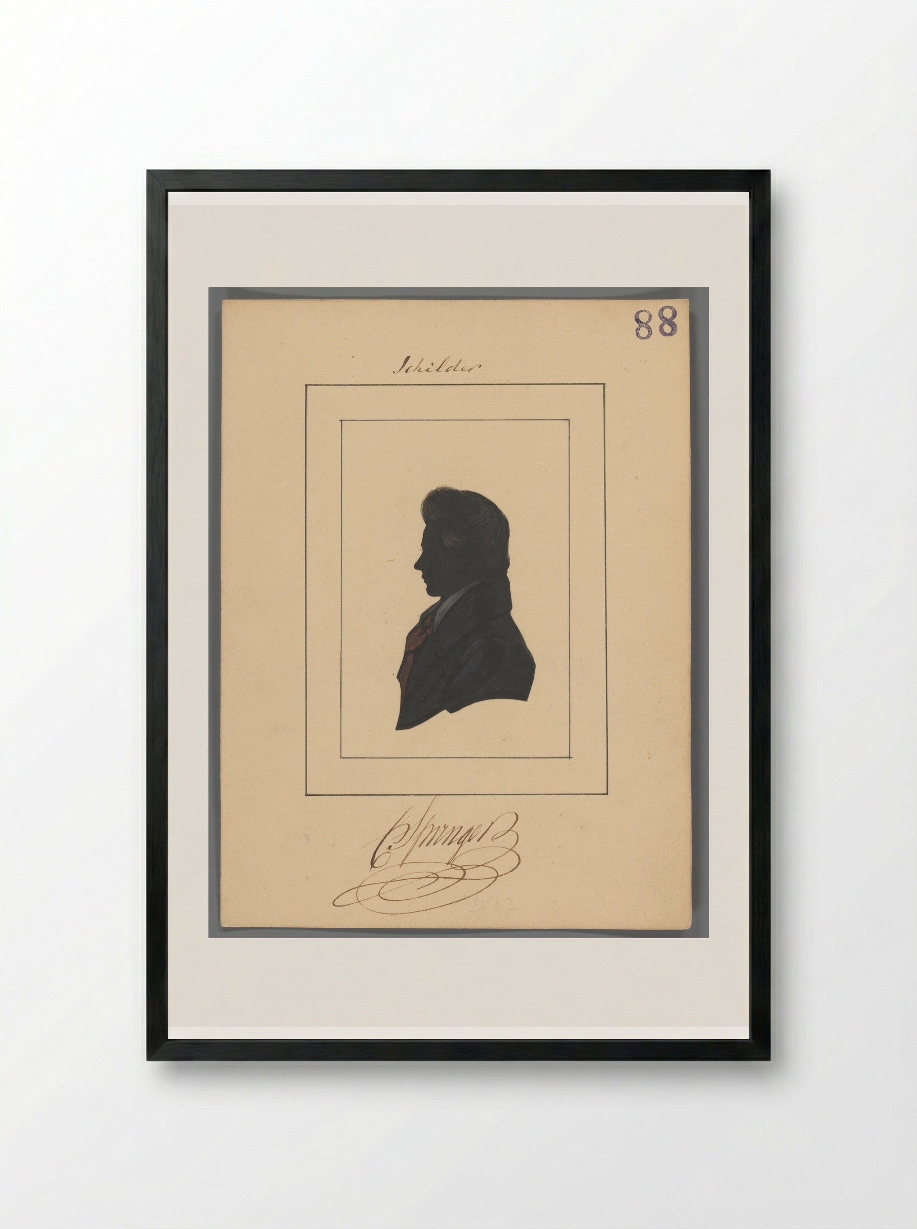 Silhouetportret van Cornelis Springer - Elisabeth Alida Haanen - Framed Print Black
