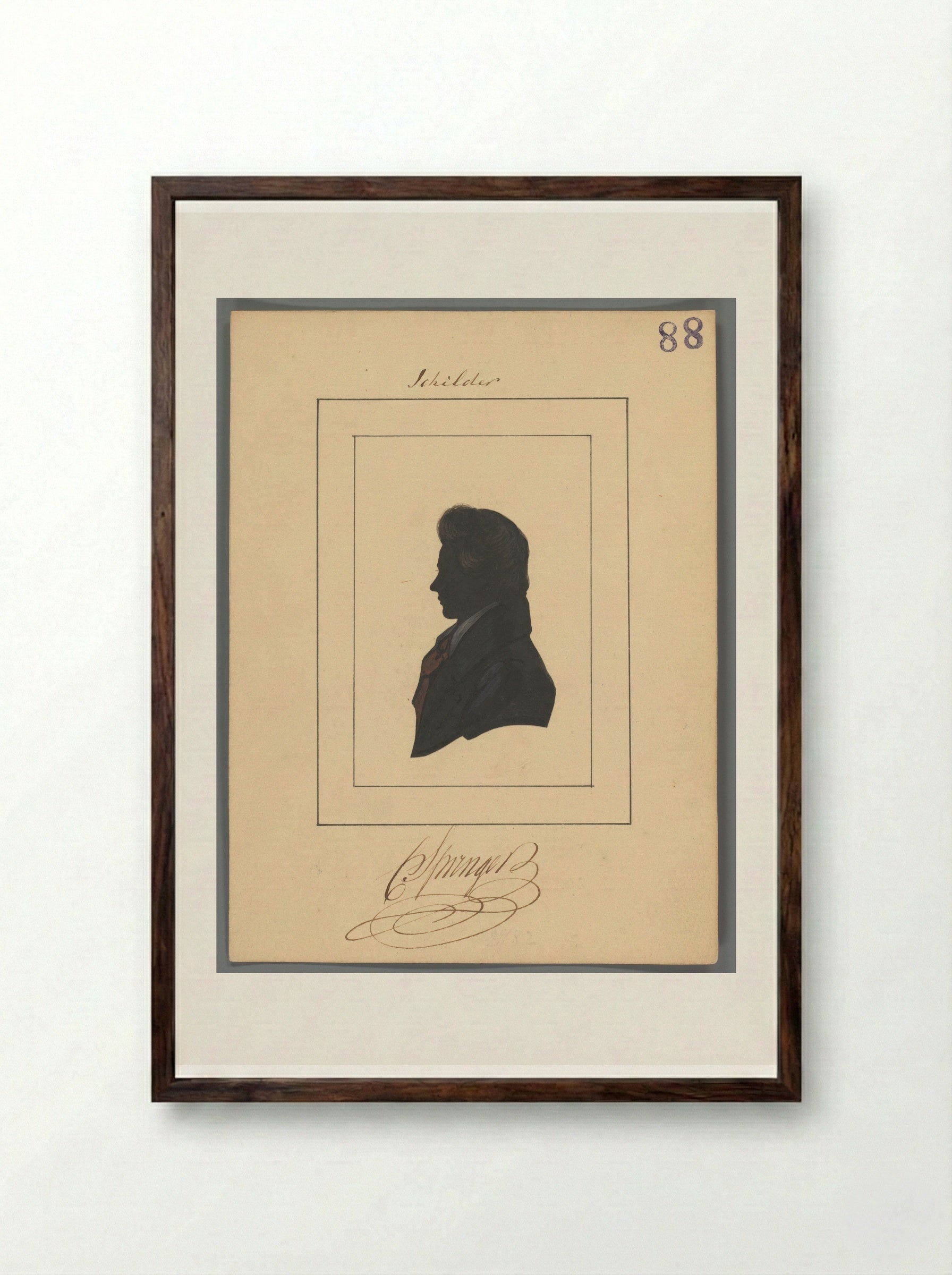 Silhouetportret van Cornelis Springer - Elisabeth Alida Haanen - Framed Print Dark Wood
