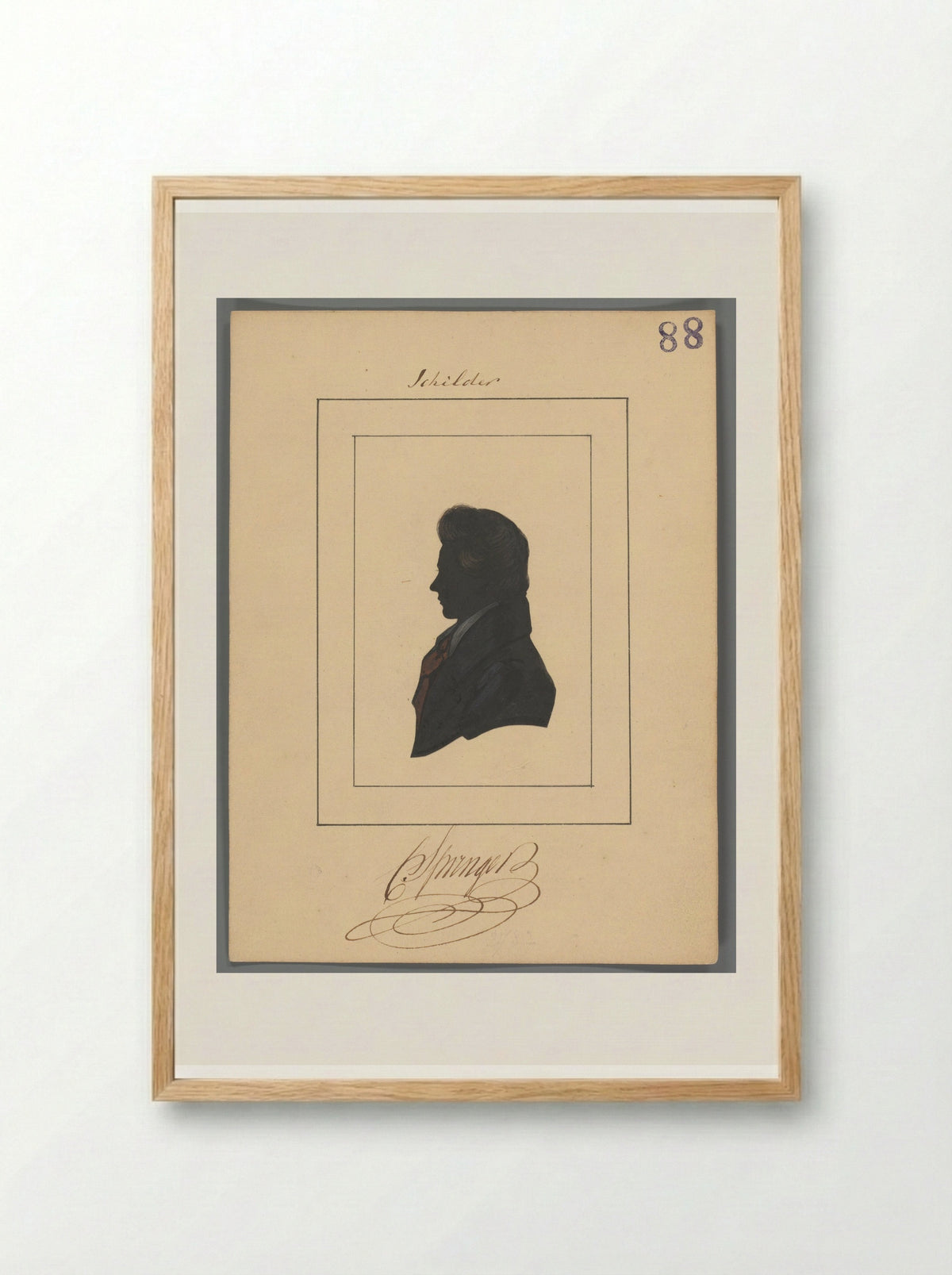 Silhouetportret van Cornelis Springer - Elisabeth Alida Haanen - Framed Print Wood