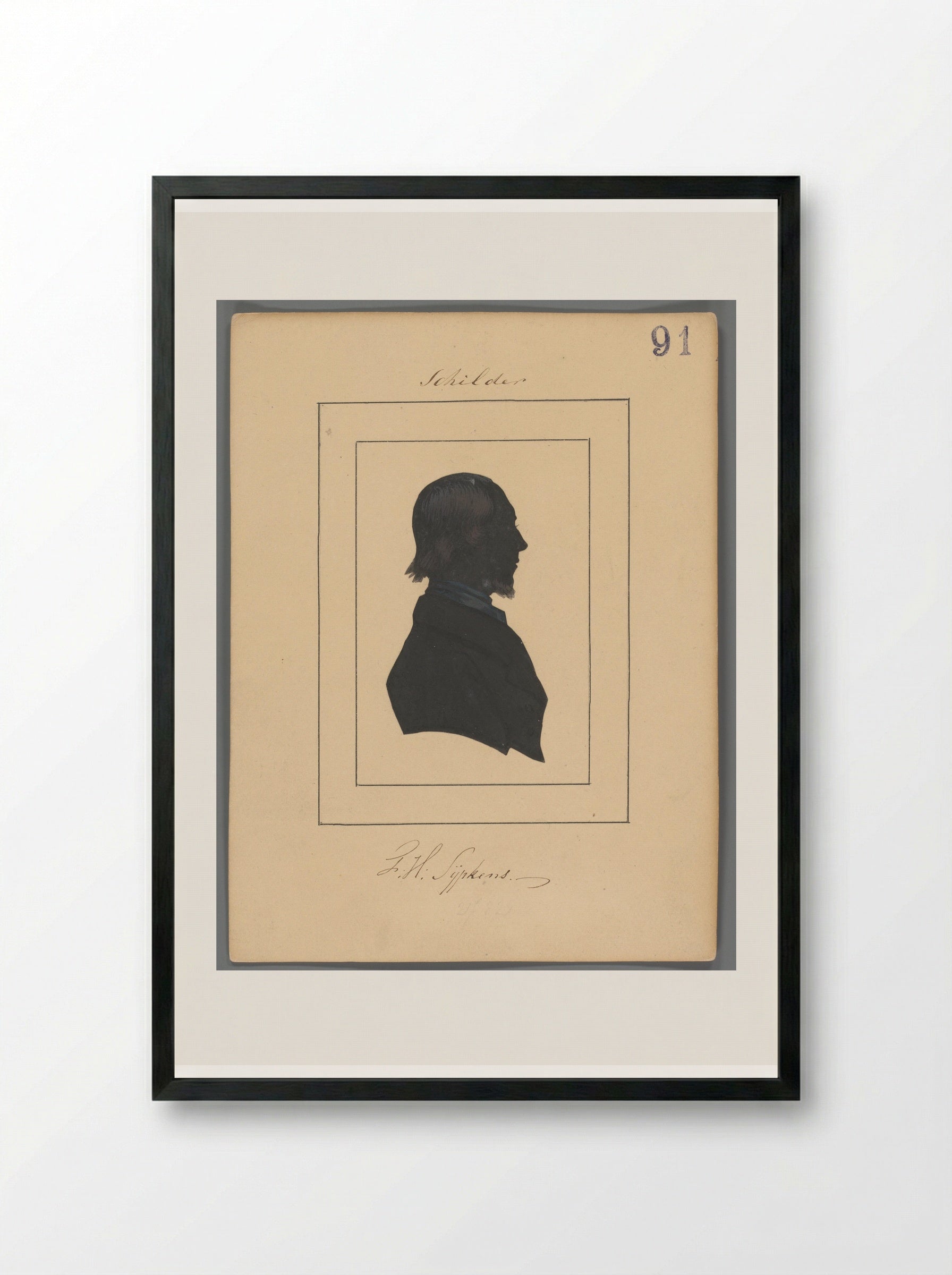 Silhouetportret van Ferdinand Hendrik Sijpkens - Elisabeth Alida Haanen - Framed Print Black