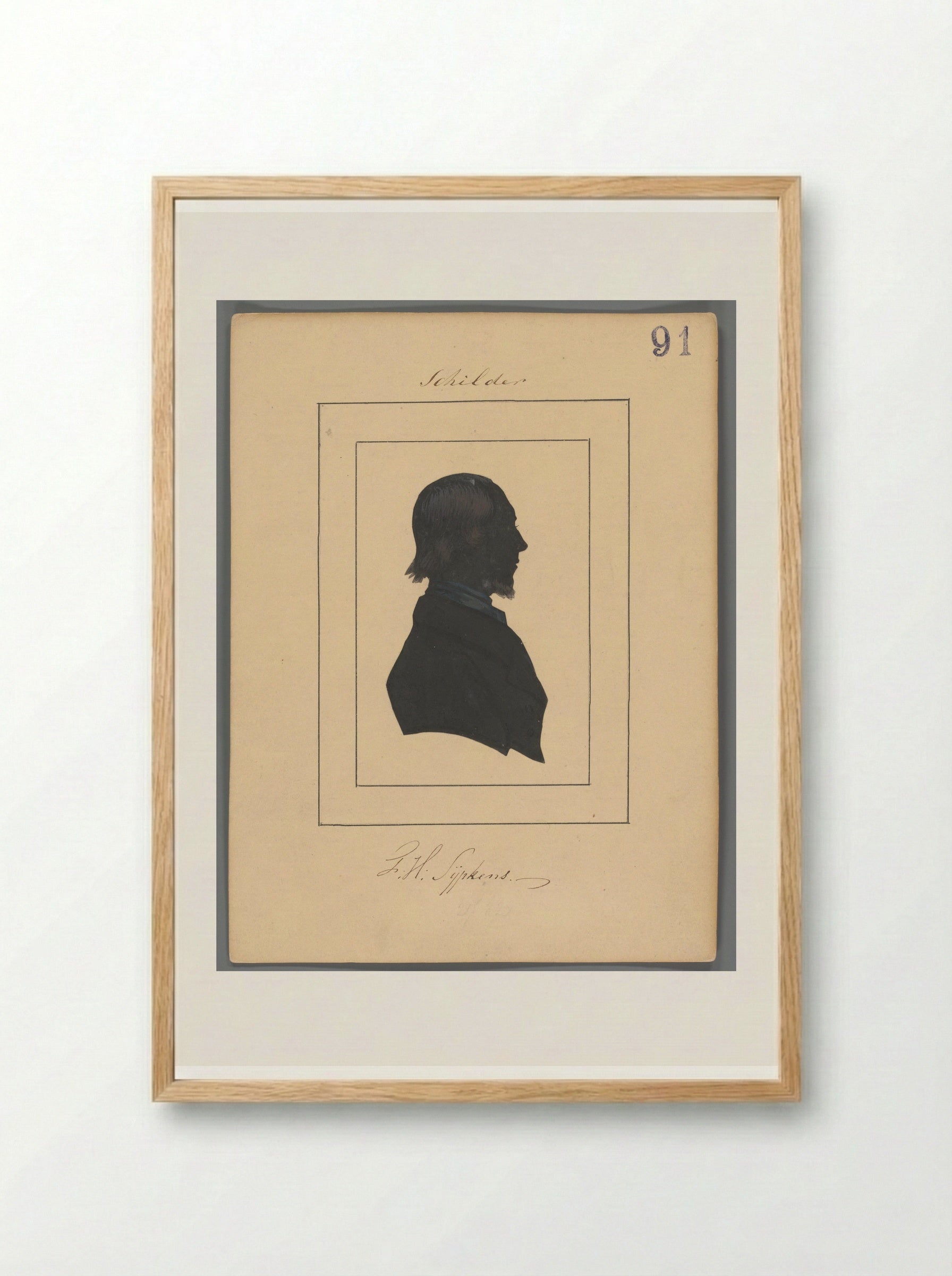 Silhouetportret van Ferdinand Hendrik Sijpkens - Elisabeth Alida Haanen - Framed Print Wood