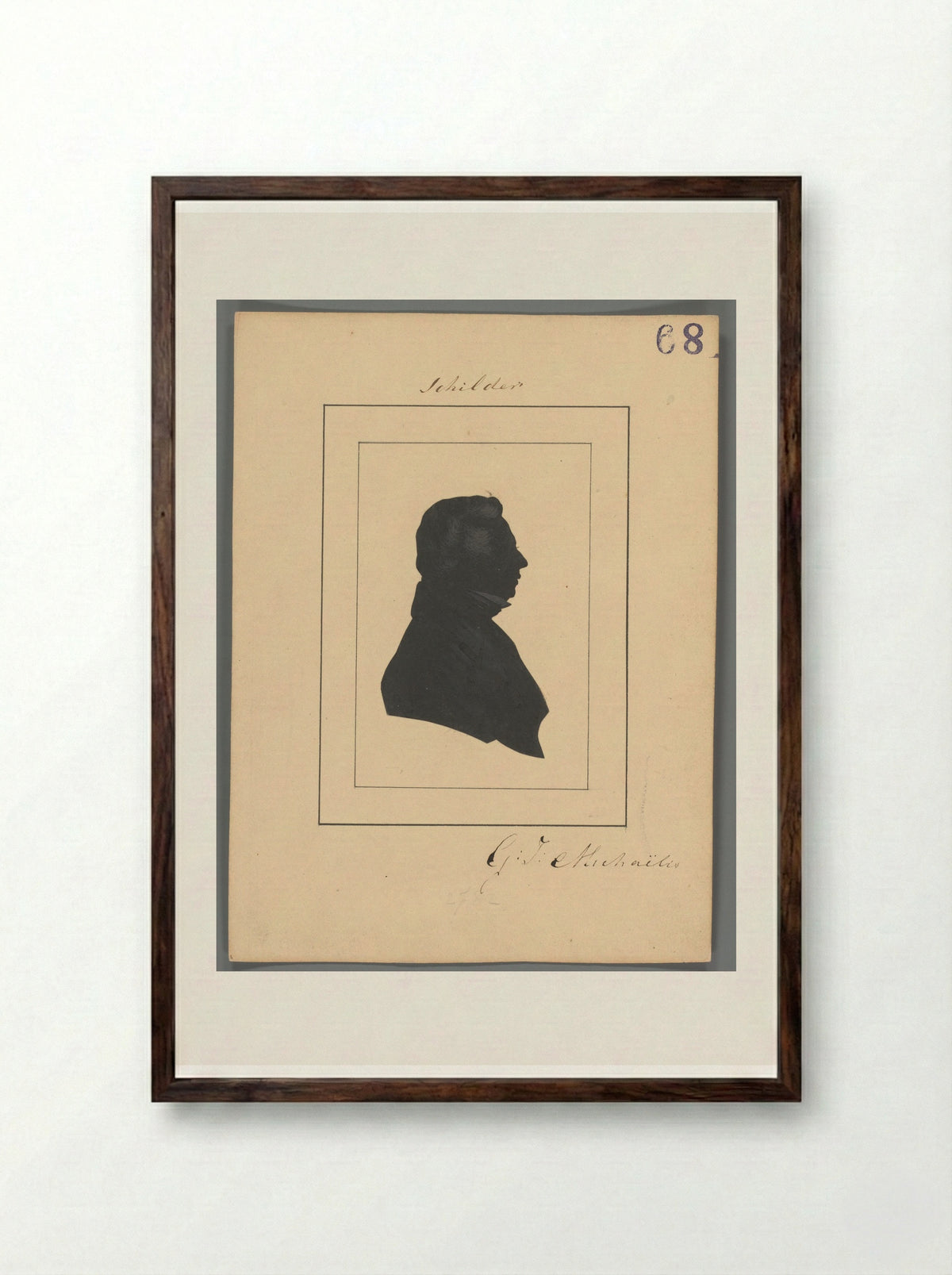 Silhouetportret van Gerrit Jan Michaëlis - Elisabeth Alida Haanen - Framed Print Dark Wood