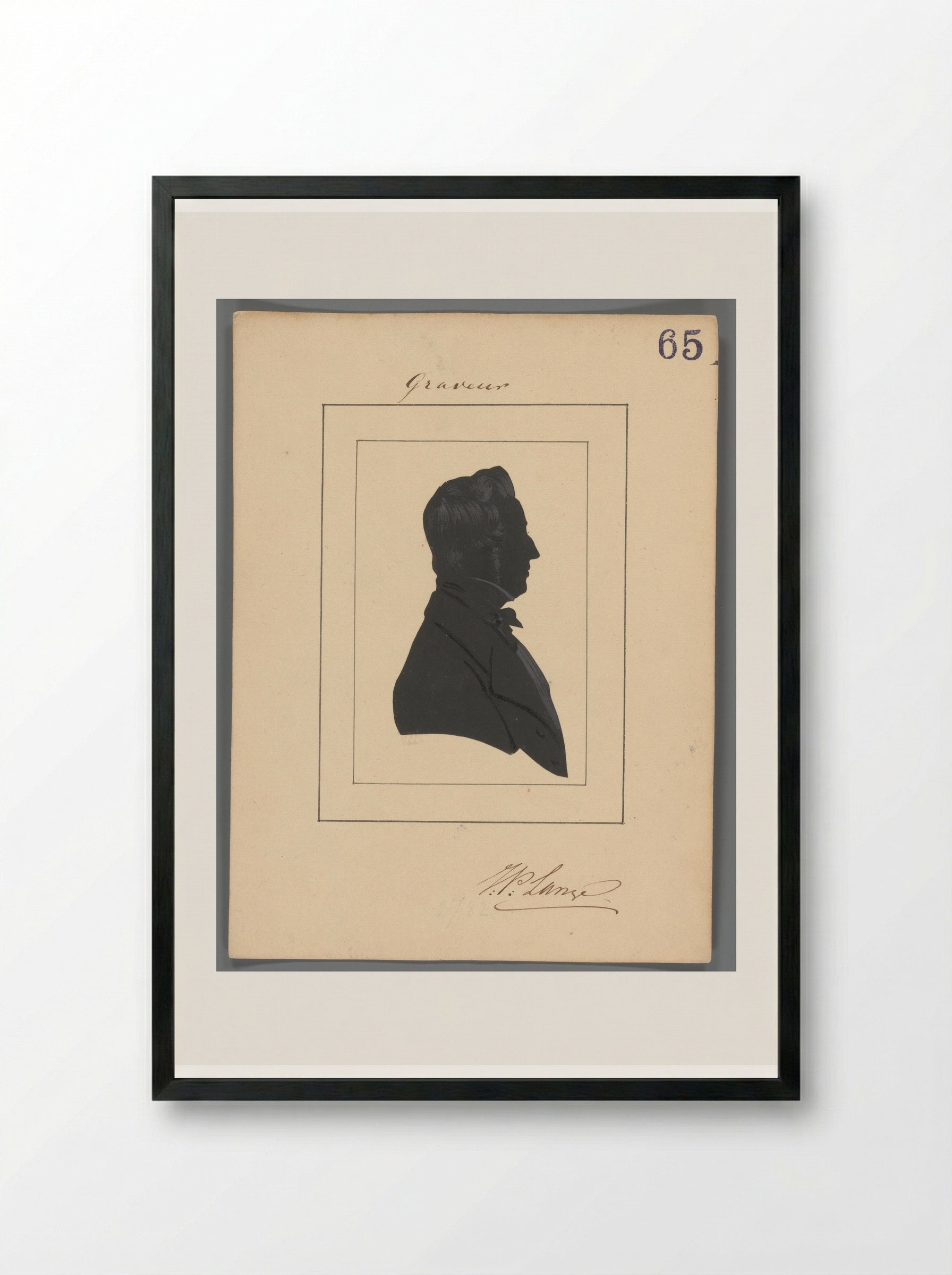 Silhouetportret van Johannes Philippus Lange - Elisabeth Alida Haanen - Framed Print Black