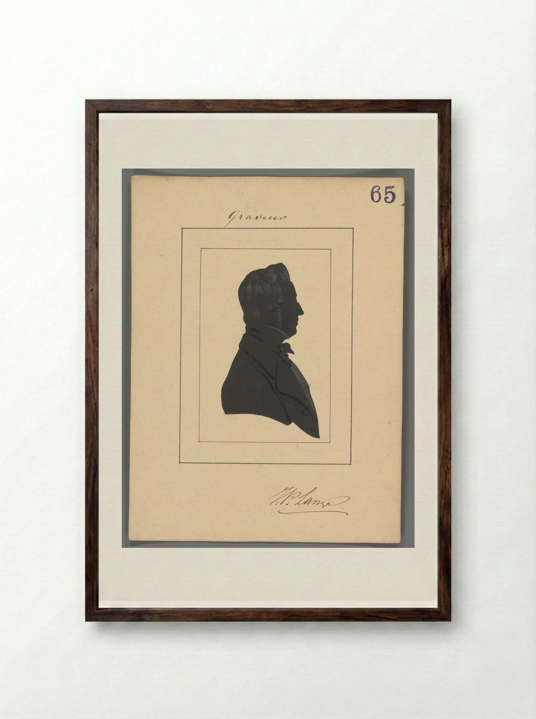 Silhouetportret van Johannes Philippus Lange - Elisabeth Alida Haanen - Framed Print Dark Wood