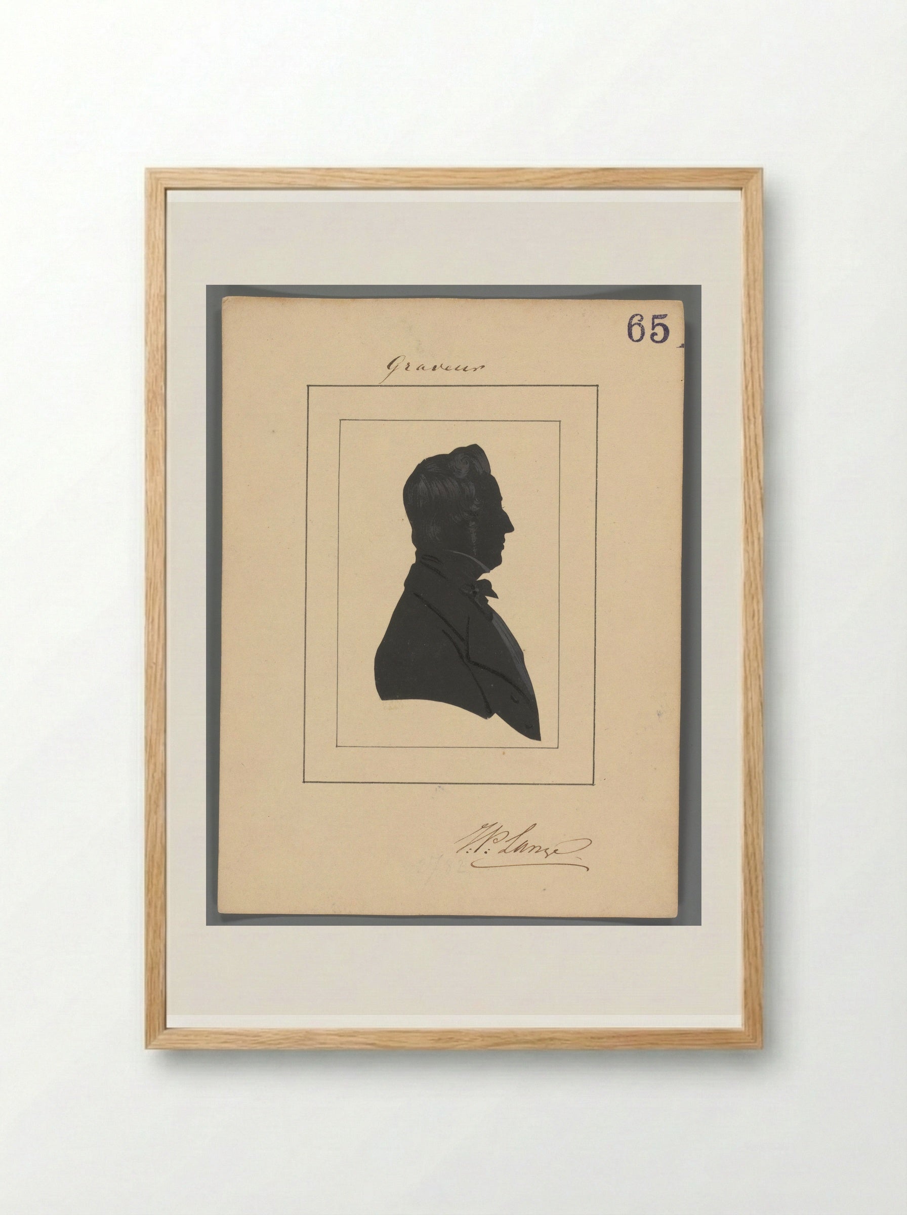 Silhouetportret van Johannes Philippus Lange - Elisabeth Alida Haanen - Framed Print Wood
