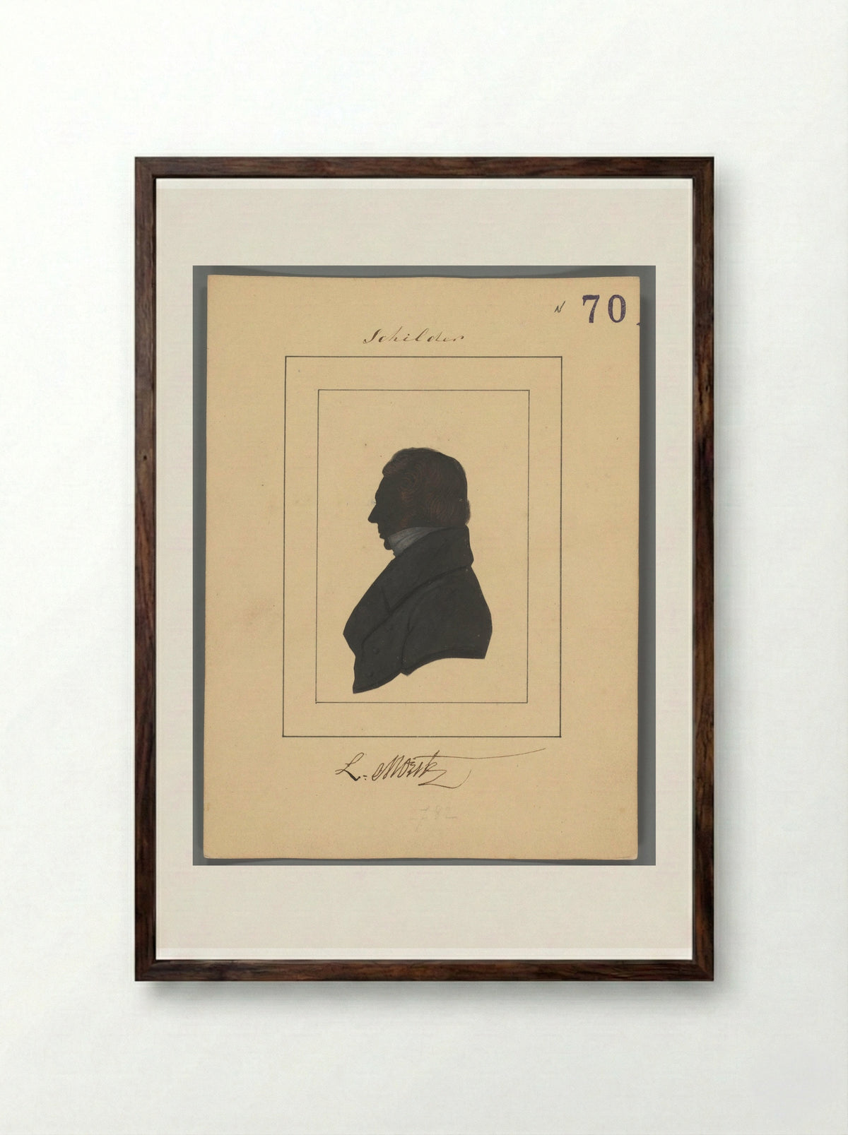 Silhouetportret van Louis Moritz - Elisabeth Alida Haanen - Framed Print Dark Wood