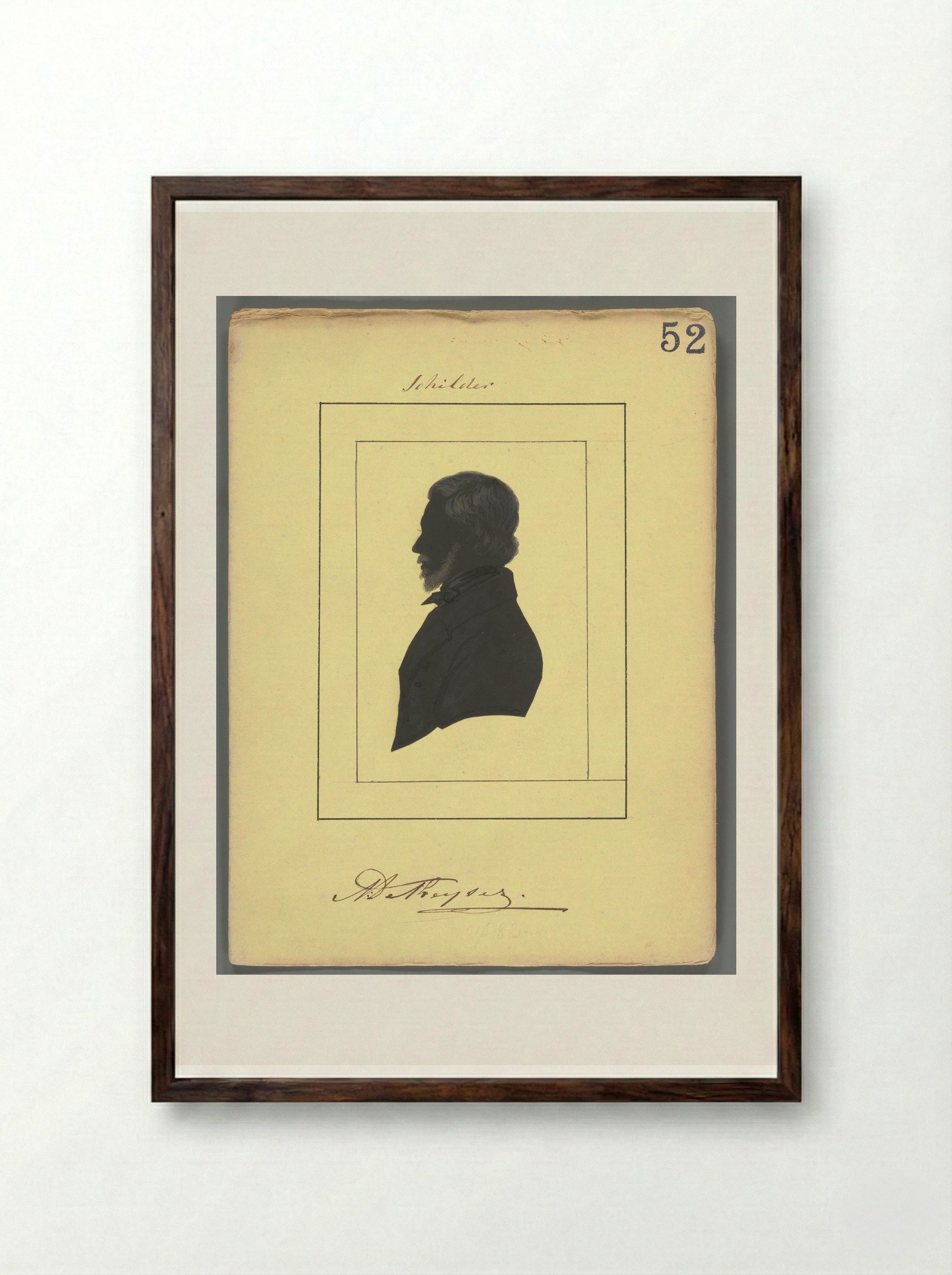 Silhouetportret van Nicaise De Keyser - Elisabeth Alida Haanen - Framed Print Dark Wood