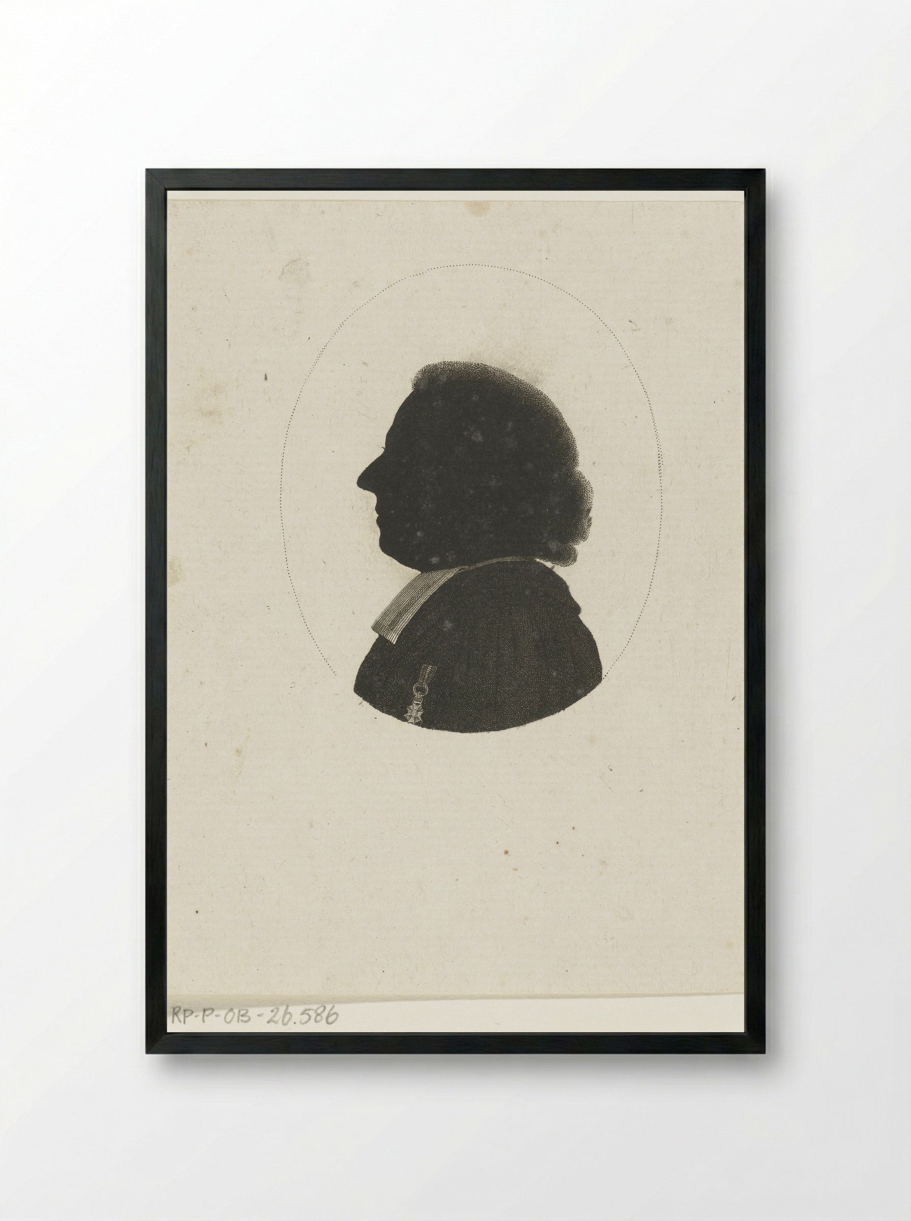 Silhouetportret van onbekende predikant - Johannes Christiaan Bendorp - Framed Print Black