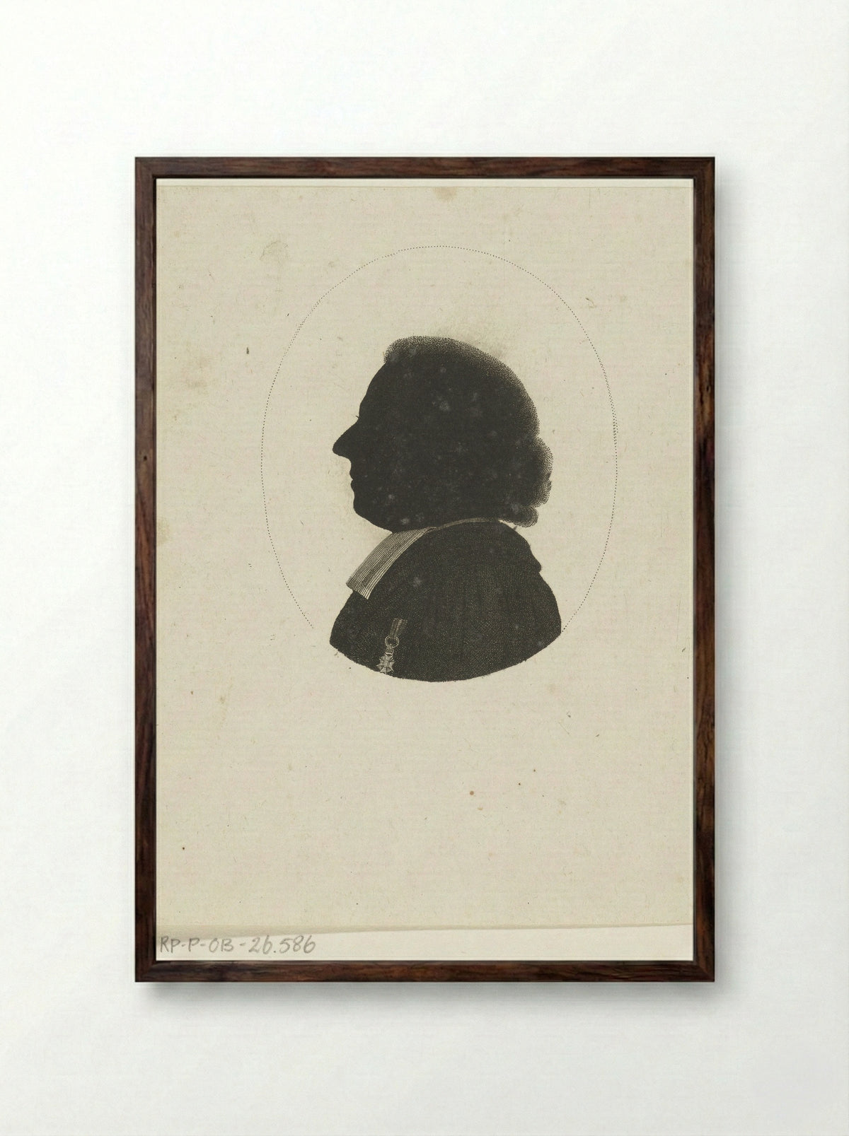 Silhouetportret van onbekende predikant - Johannes Christiaan Bendorp - Framed Print Dark Wood