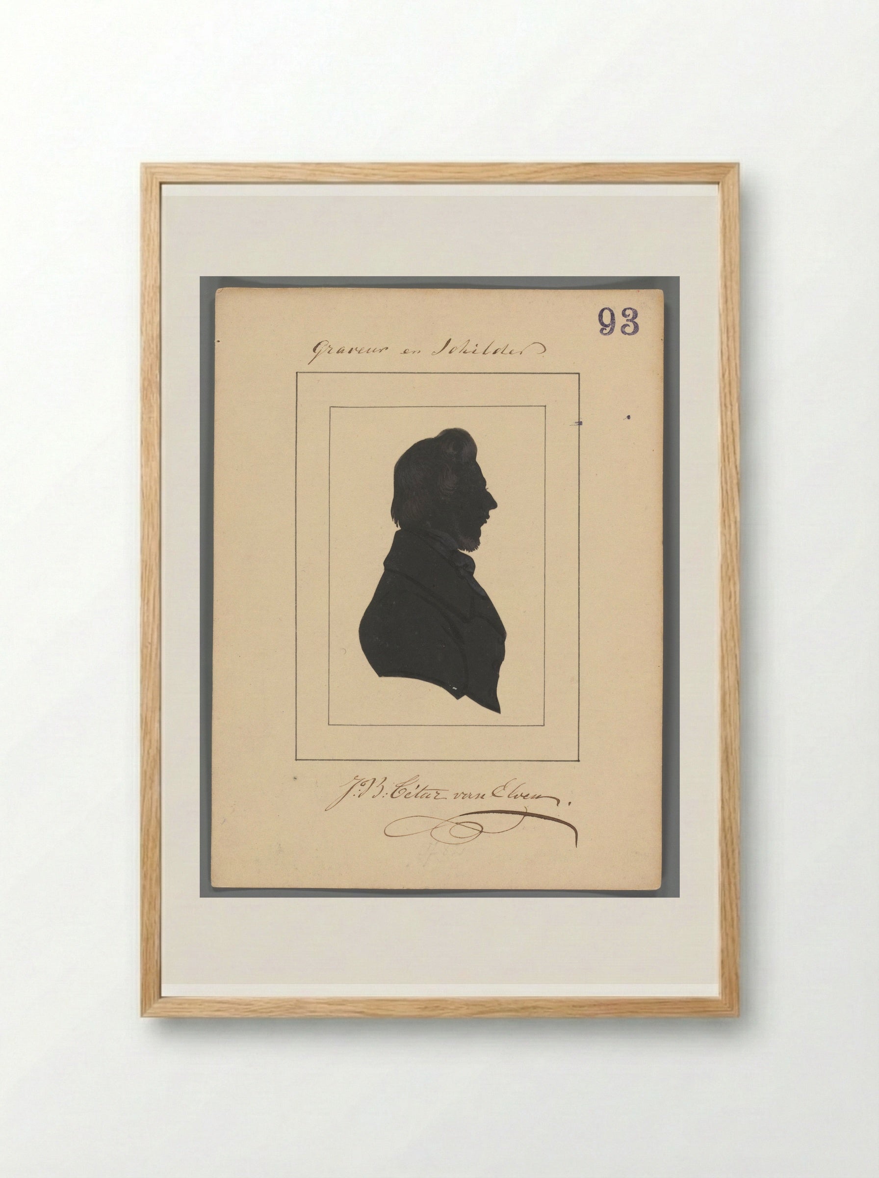 Silhouette Portrait of Jan Baptist Tetar van Elven - Elisabeth Alida Haanen - Framed Print Wood