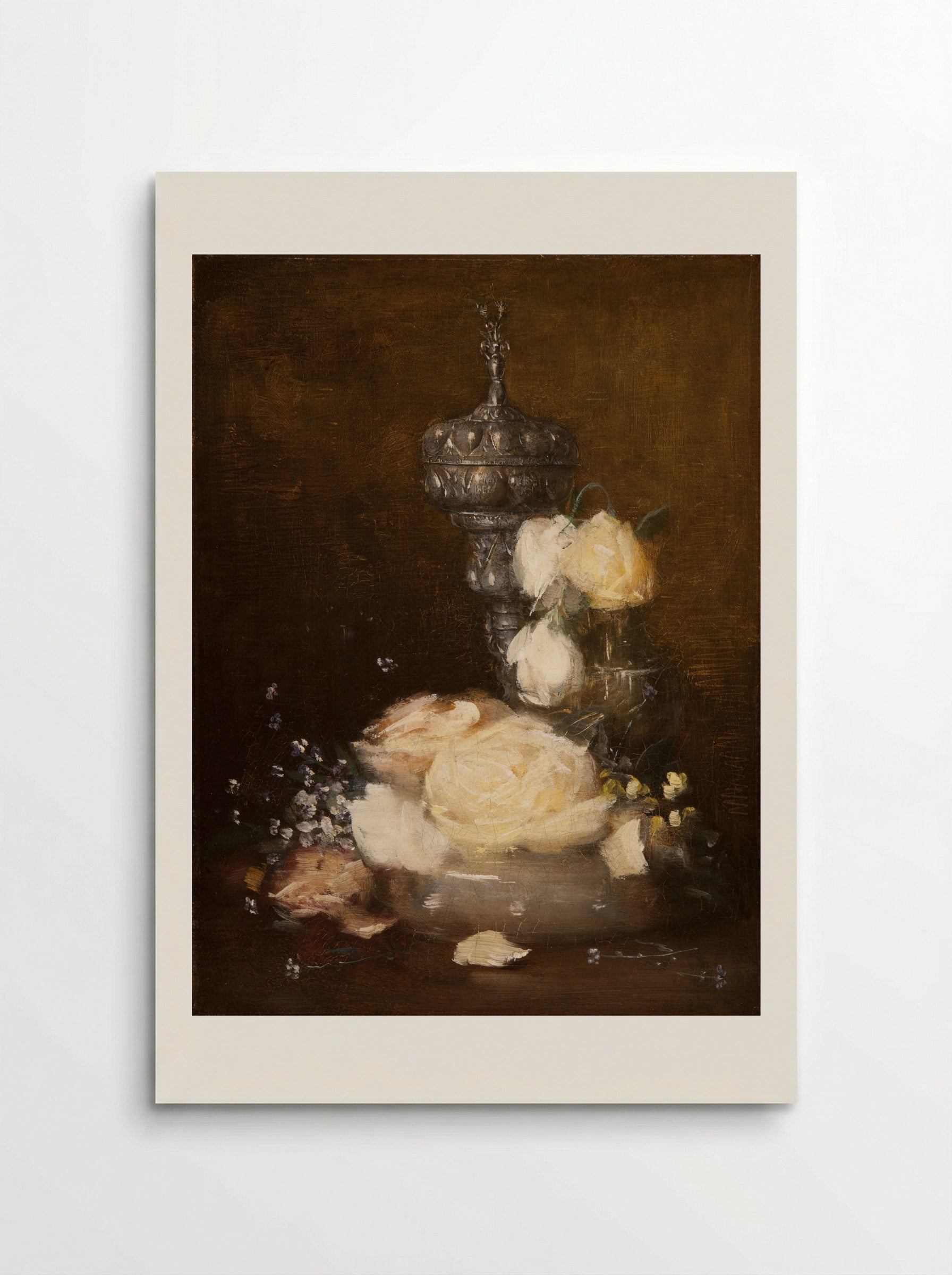 Silver Chalice with Roses - Julian Alden Weir - Poster