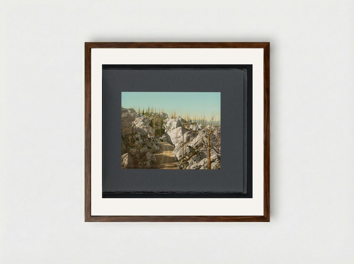Silver Gate and the Hoodoos, Yellowstone National Park - William Henry Jackson - Framed Print Dark Wood