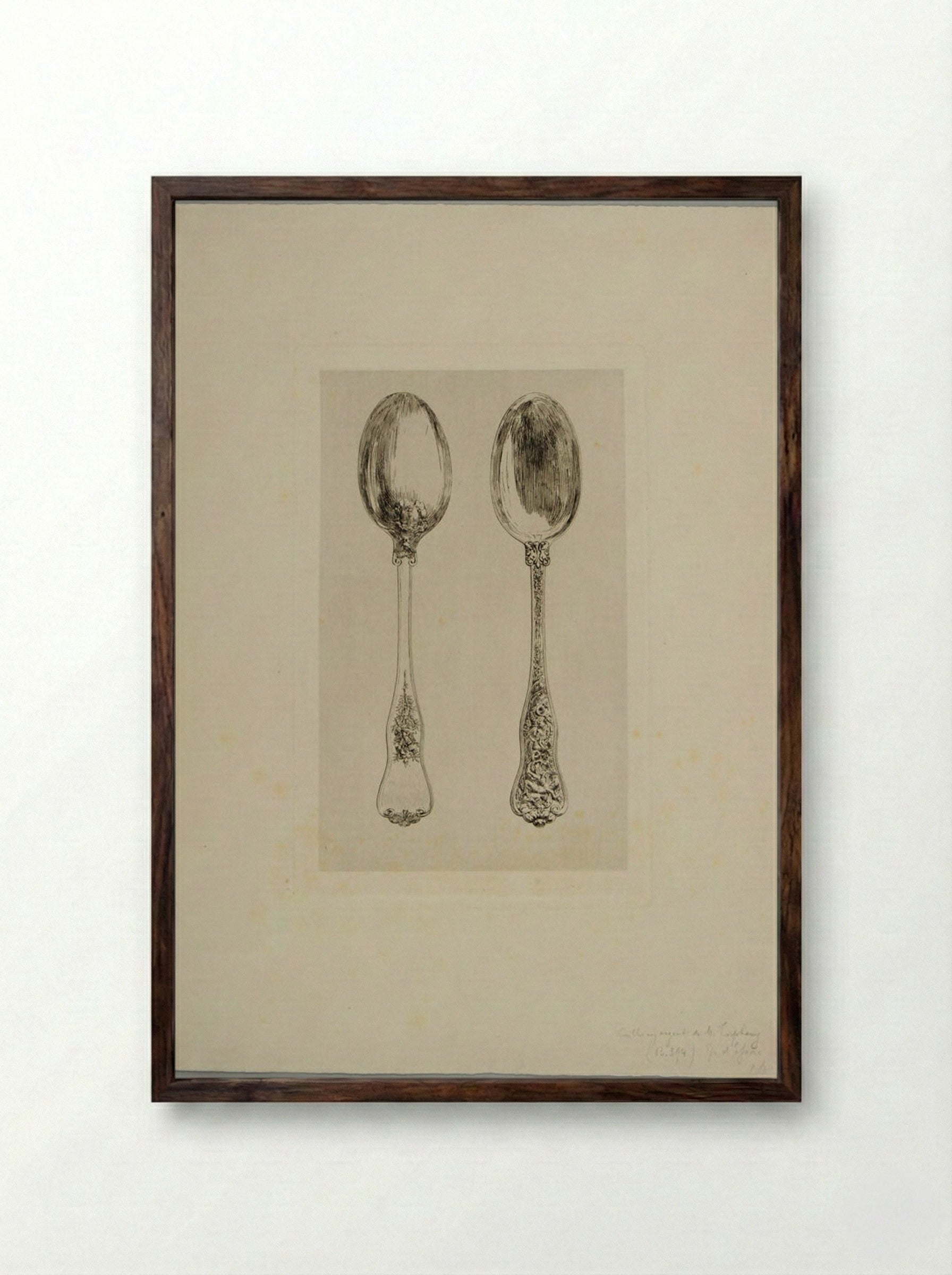 Silver Spoon, for M. Tiffany - Jules Ferdinand Jacquemart - Framed Print Dark Wood