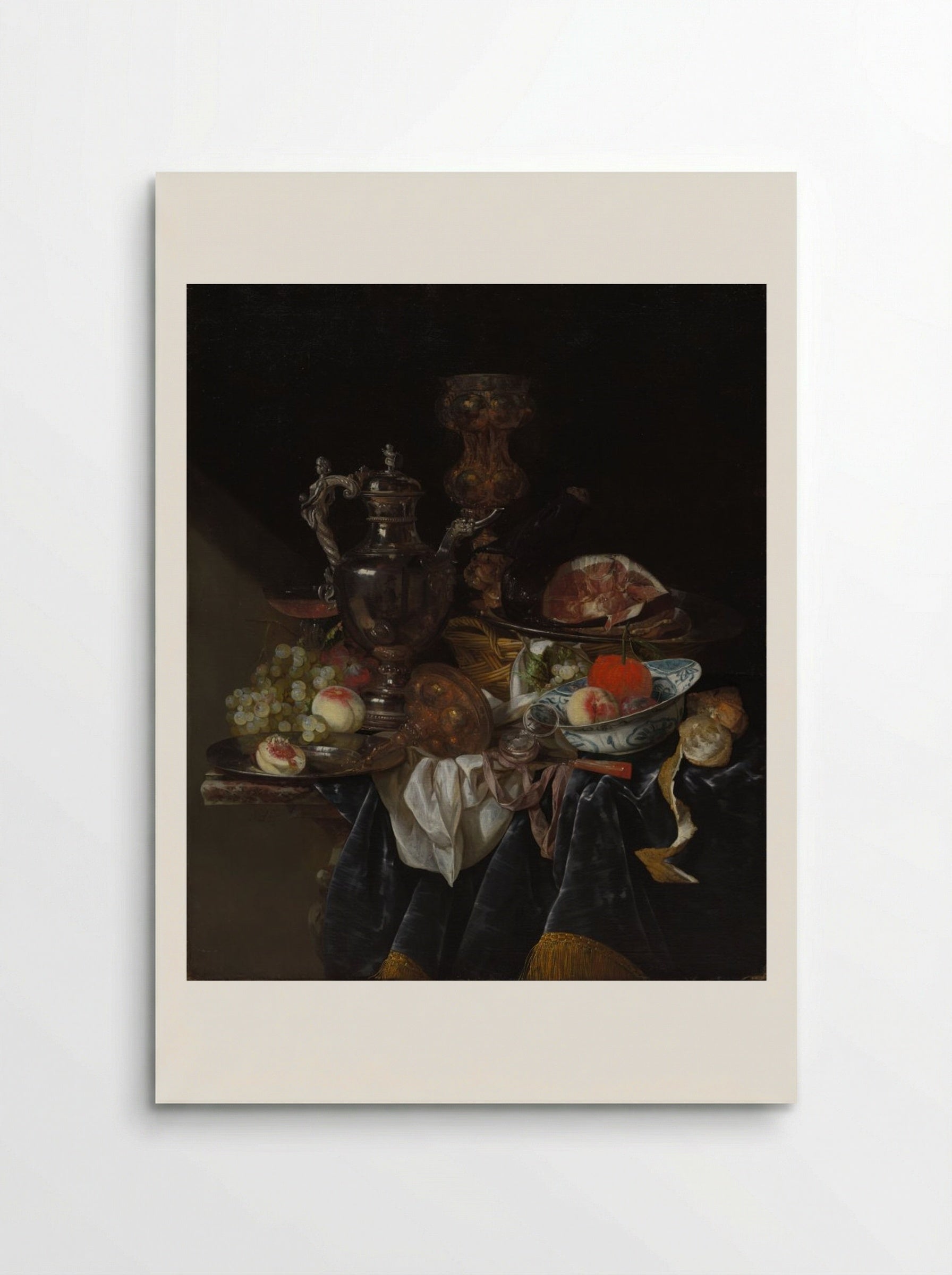 Silver Wine Jug, Ham, and Fruit - Abraham van Beyeren - Poster
