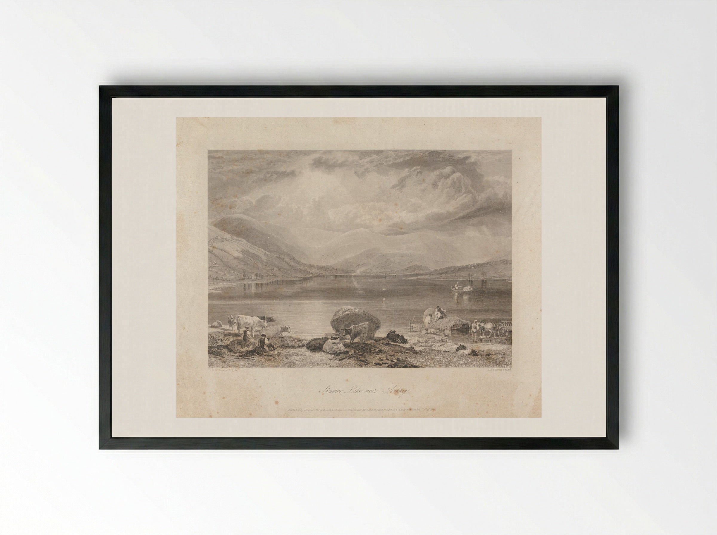 Simmer Lake near Askrig - Henry Le Keux - Framed Print Black