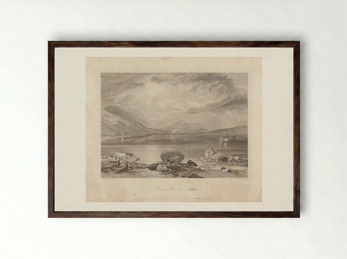Simmer Lake near Askrig - Henry Le Keux - Framed Print Dark Wood