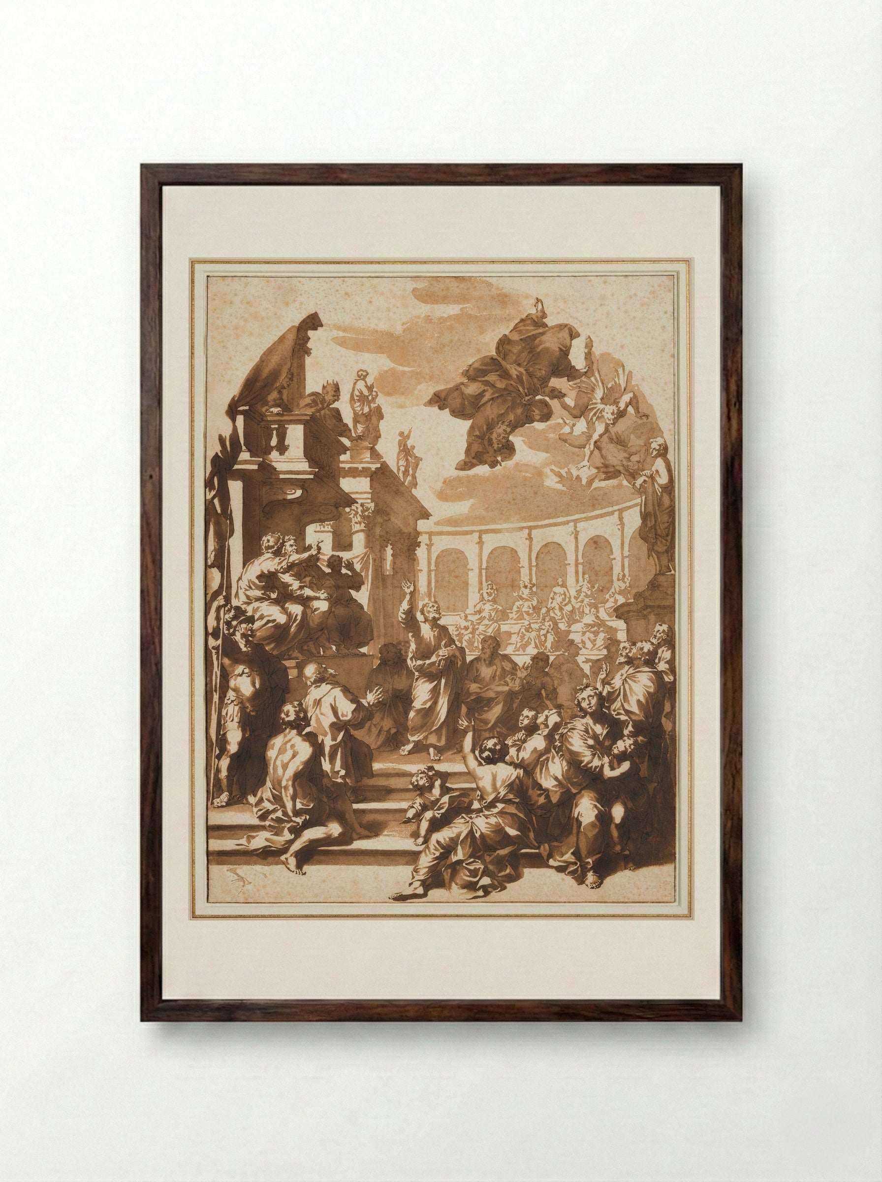 Simon Magus Rebuked by Saint Peter - Jan de Bisschop - Framed Print Dark Wood