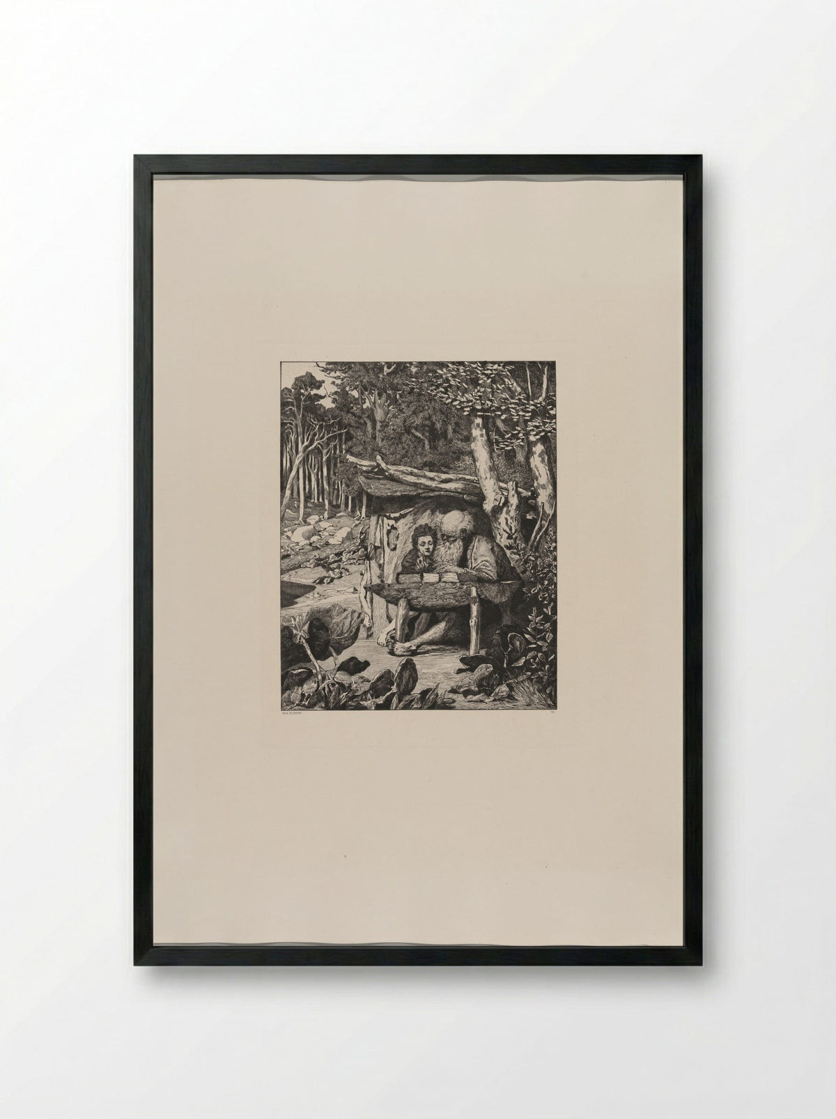 Simplicius' Writing Lesson - Max Klinger - Framed Print Black