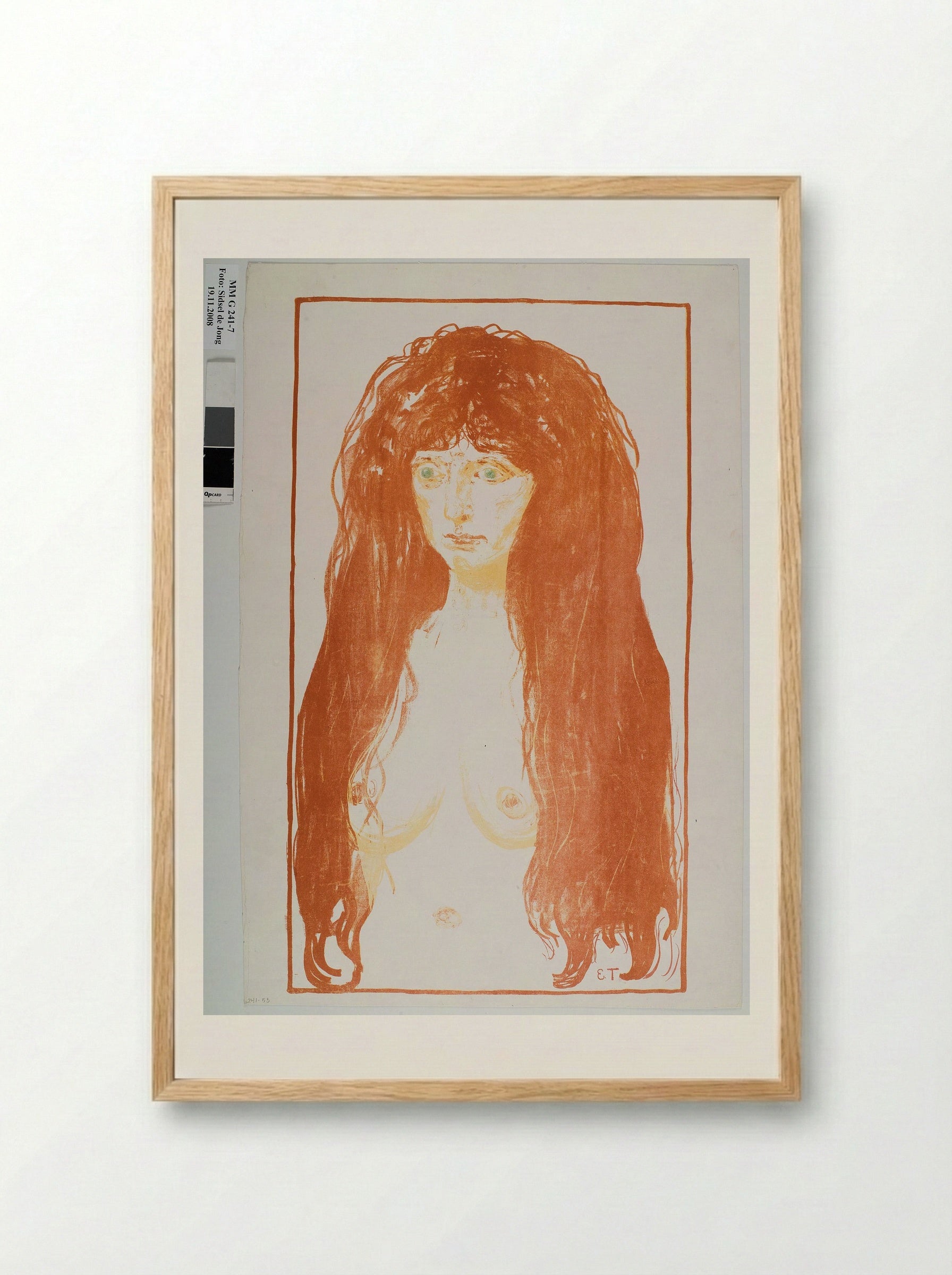 Sin (Woman with Red Hair and Green Eyes) - Edvard Munch - Framed Print Wood