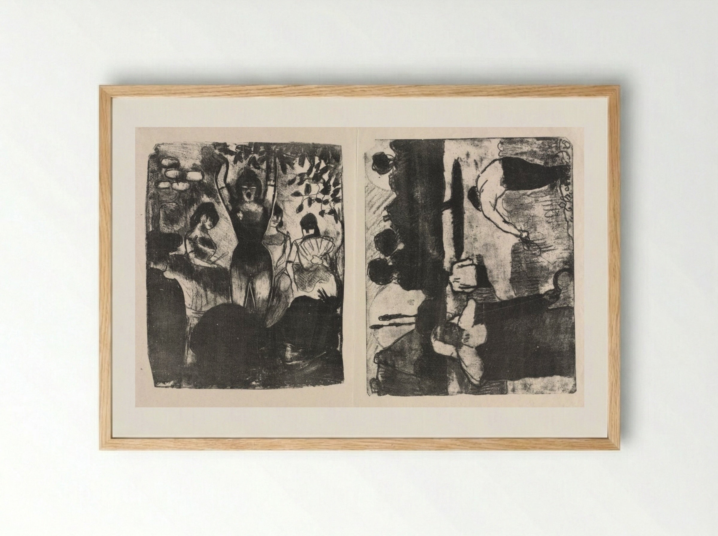 Singer at the Café-Concert and The Harvesters - Émile Bernard - Framed Print Wood