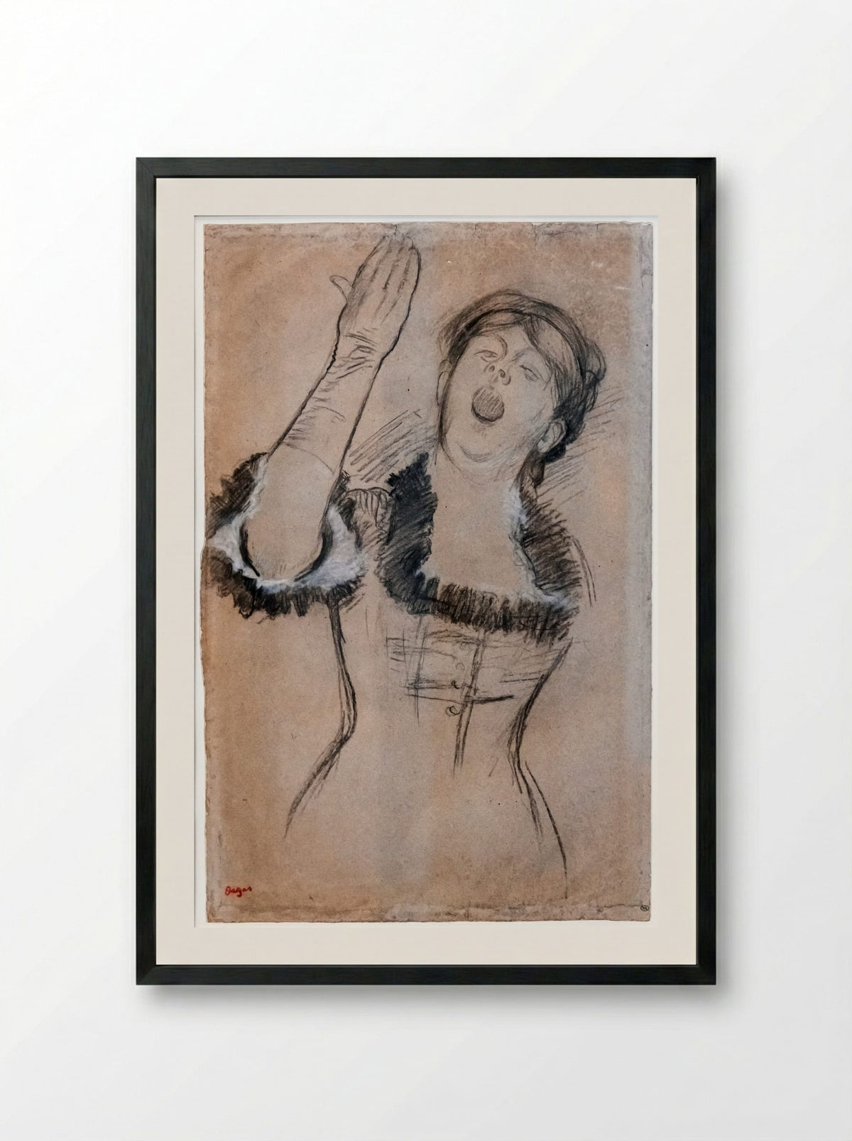 Singer with a Glove - Edgar Degas - Framed Print Black
