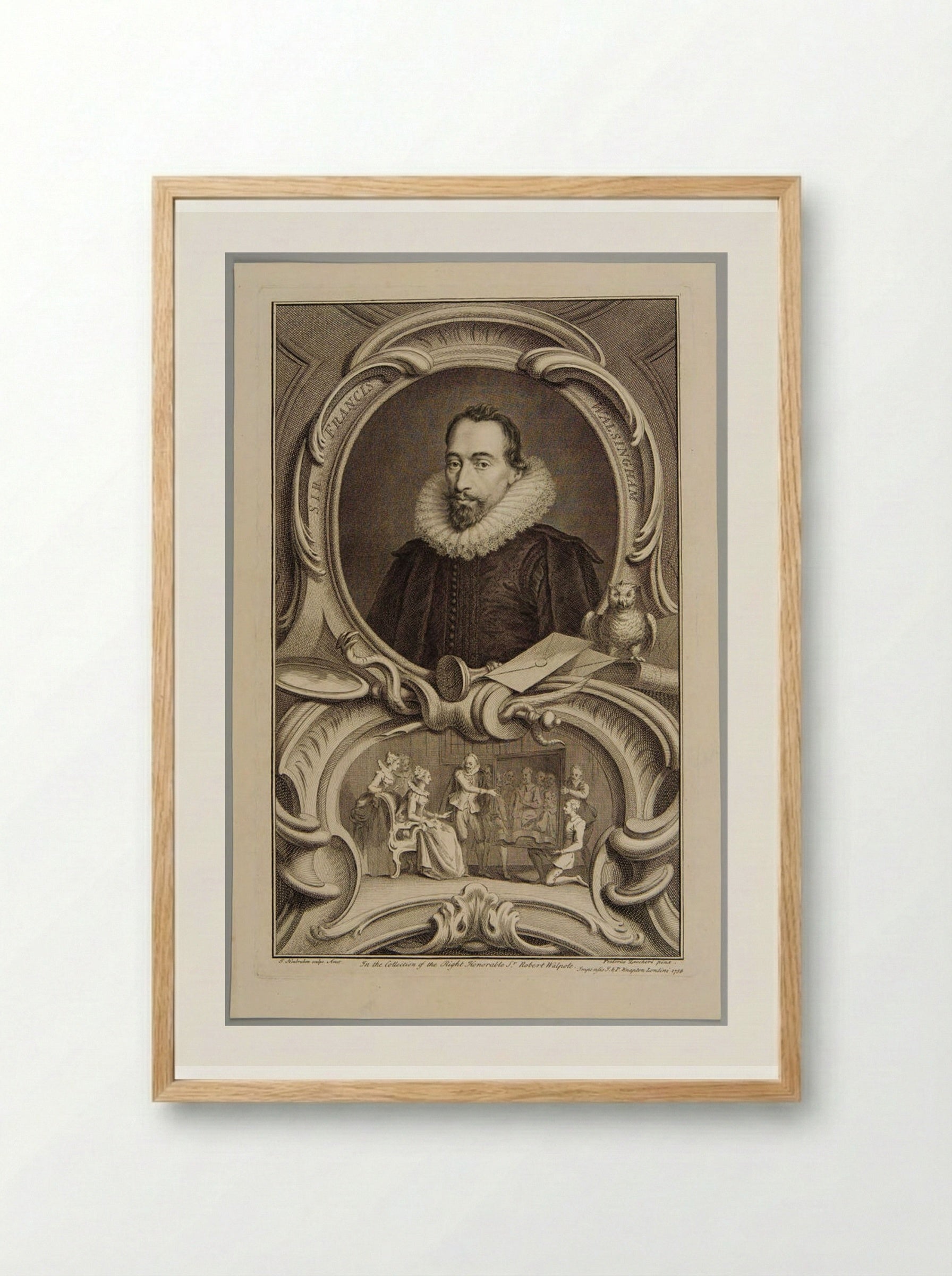 Sir Francis Walsingham - Jacobus Houbraken - Framed Print Wood