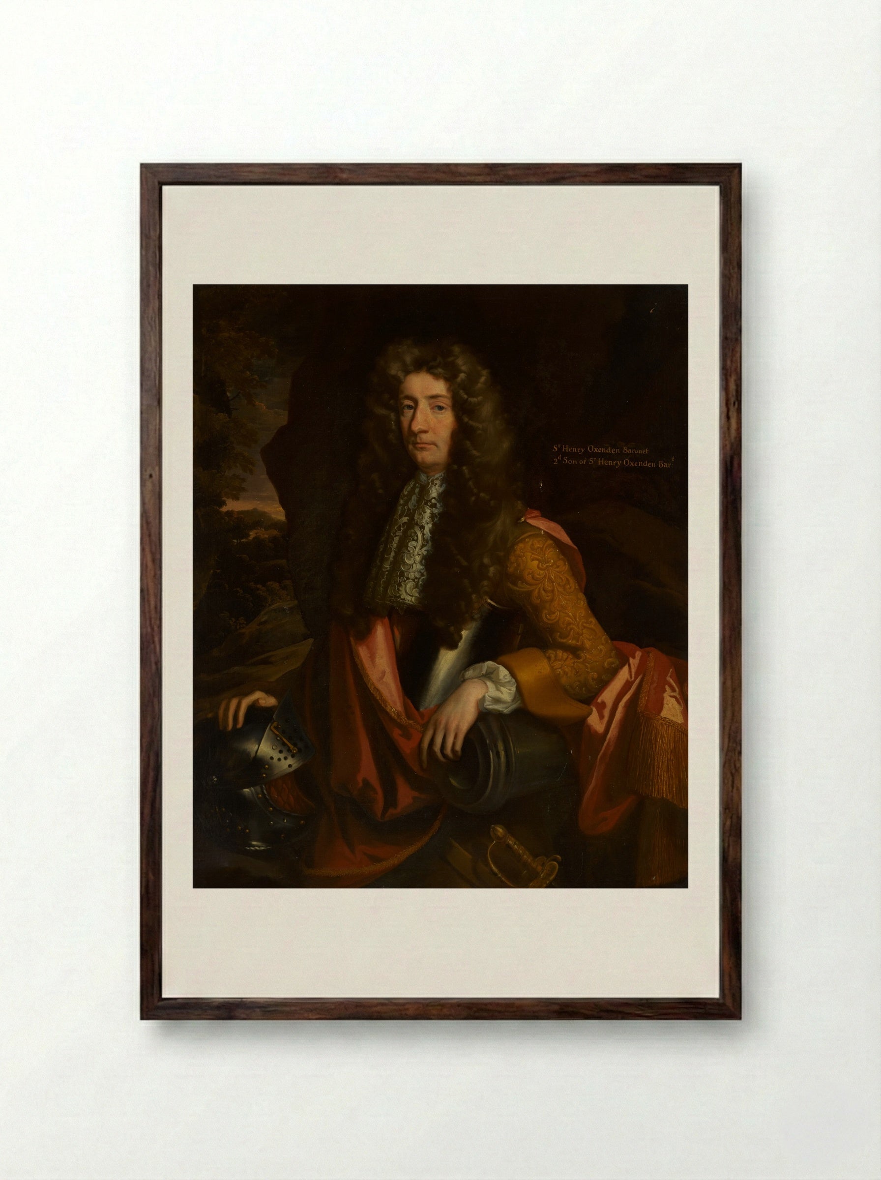 Sir Henry Oxenden, 2nd Baronet - John Riley - Framed Print Dark Wood