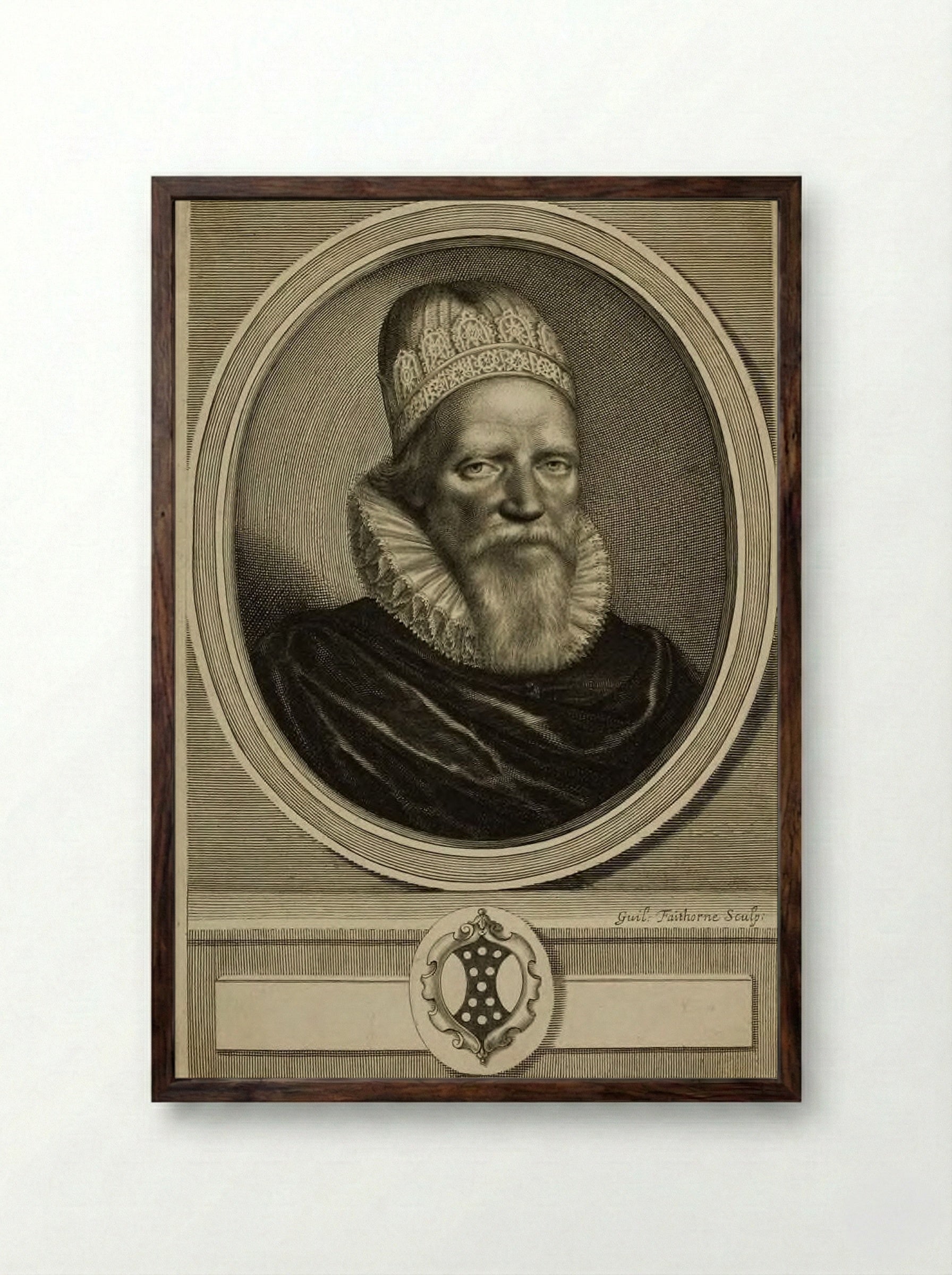Sir Henry Spelman - William Faithorne the Elder - Framed Print Dark Wood