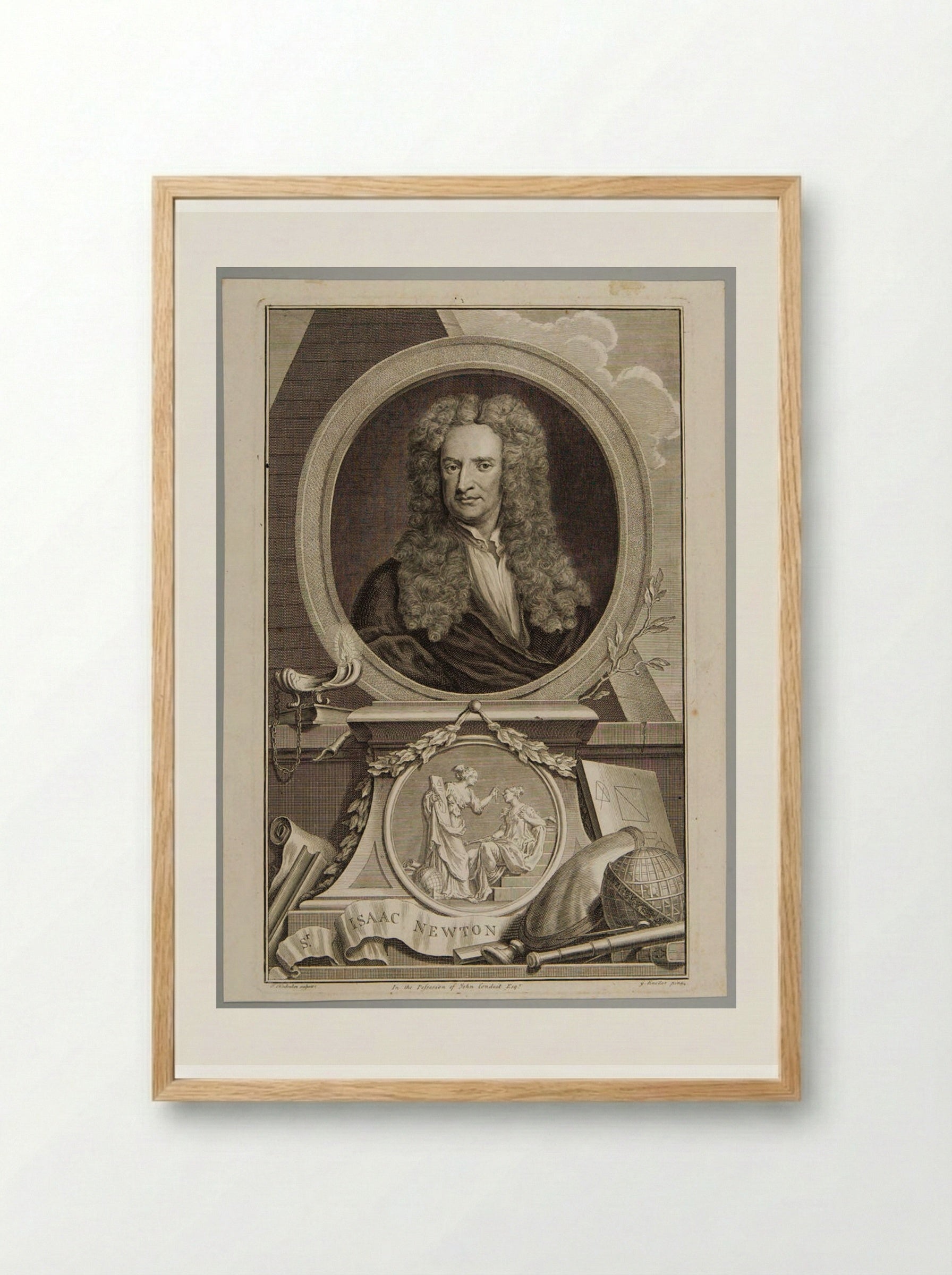 Sir Isaac Newton - Jacobus Houbraken - Framed Print Wood