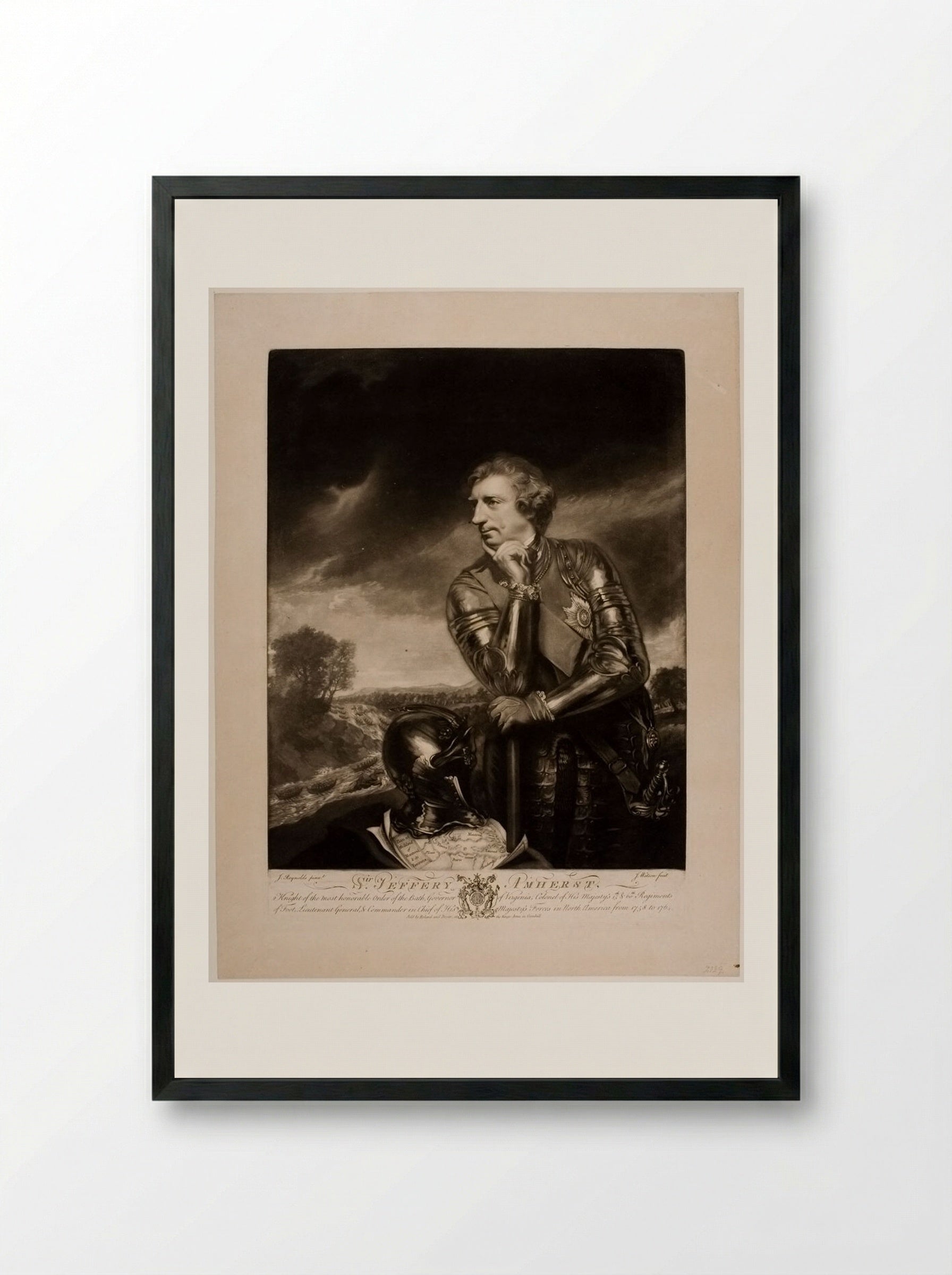 Sir Jeffrey Amherst, Governor of Virginia - James Watson - Framed Print Black