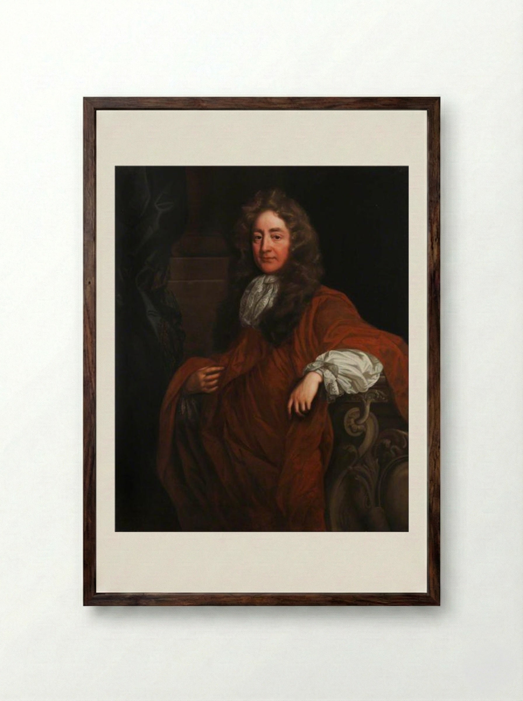 Sir Josiah Child, Bt, MP - John Riley - Framed Print Dark Wood