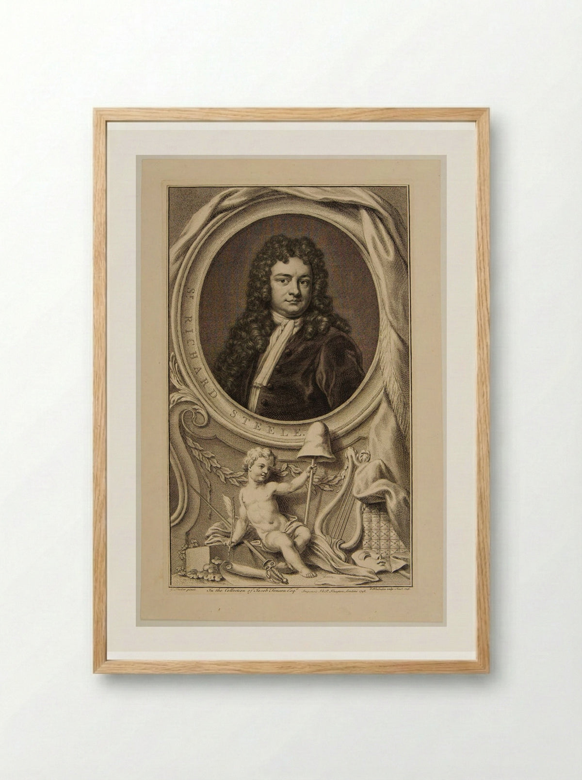 Sir Richard Steele - Jacobus Houbraken - Framed Print Wood