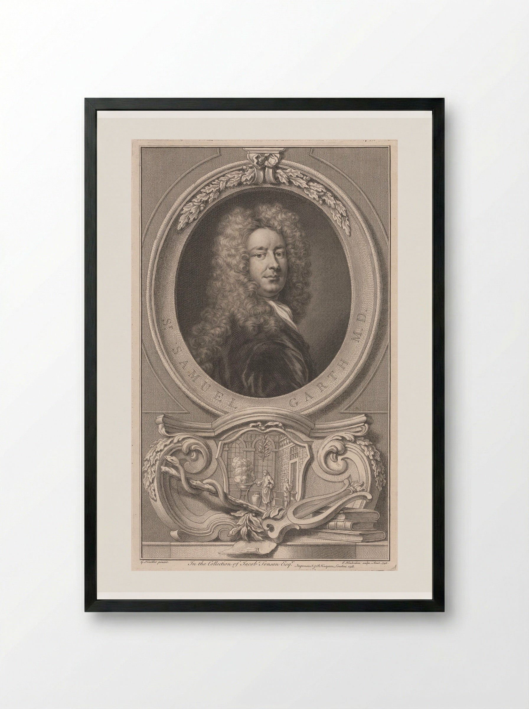 Sir Samuel Garth - Jacobus Houbraken - Framed Print Black