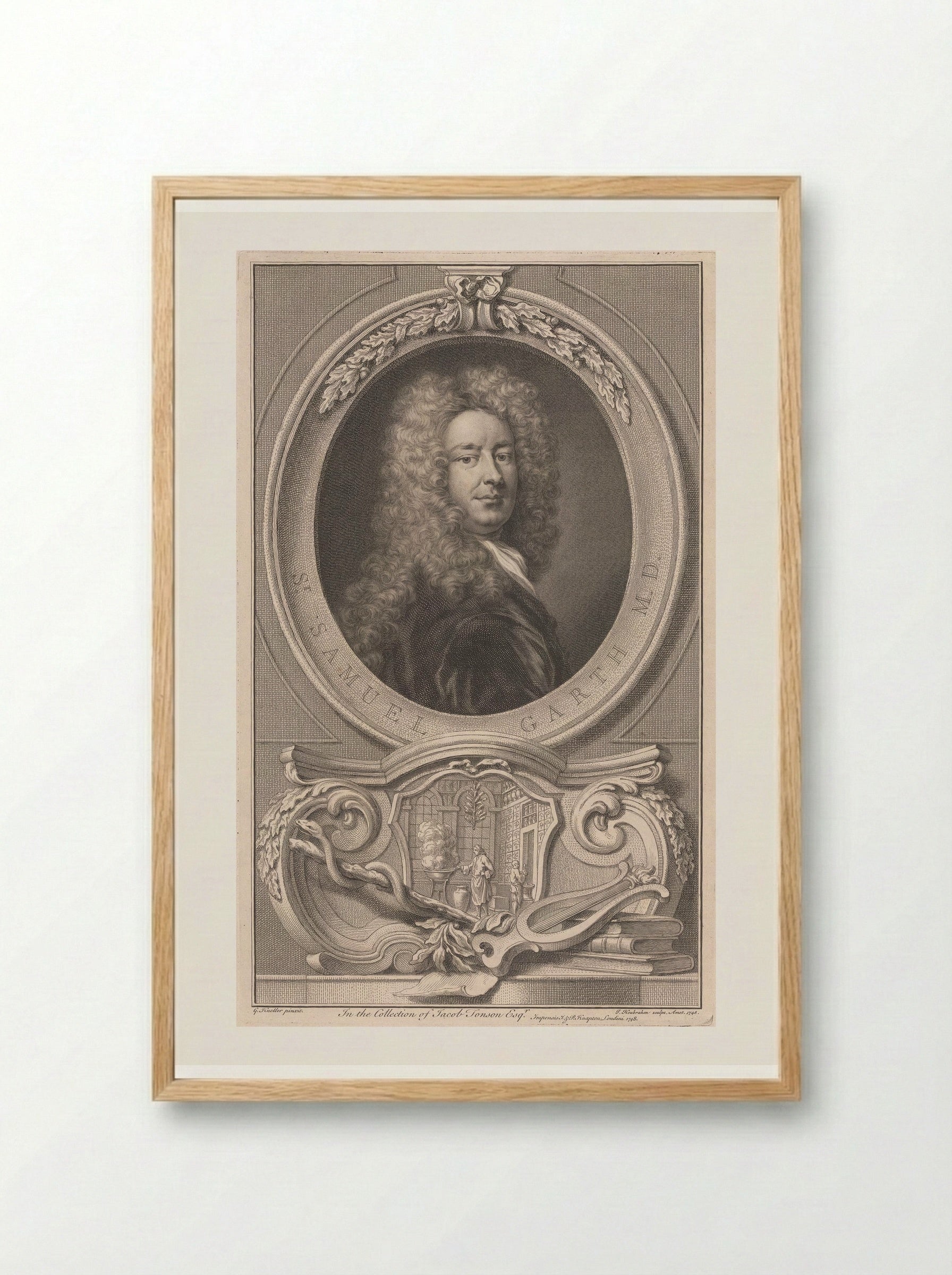 Sir Samuel Garth - Jacobus Houbraken - Framed Print Wood