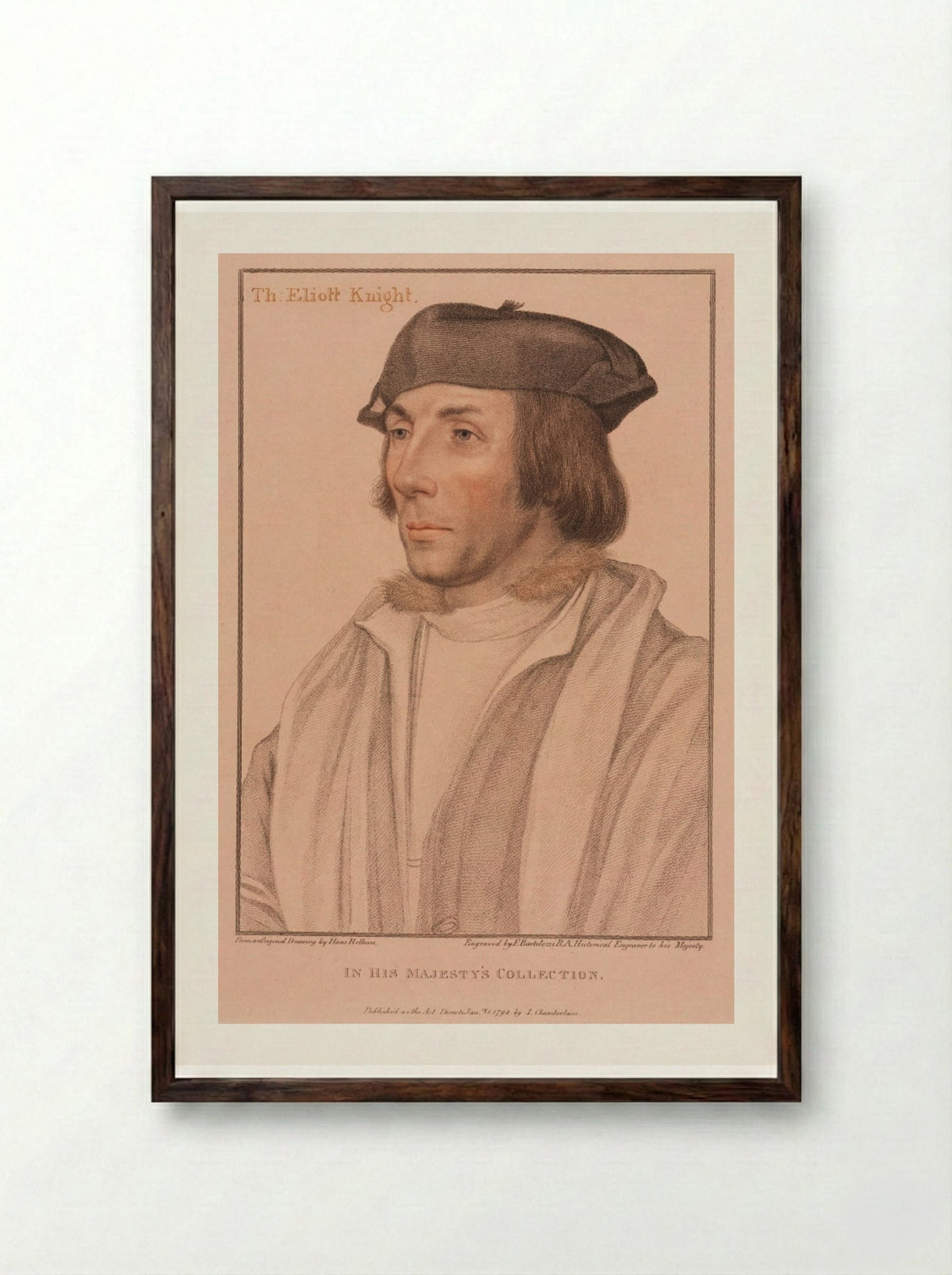 Sir Thomas Elyot - Francesco Bartolozzi - Framed Print Dark Wood