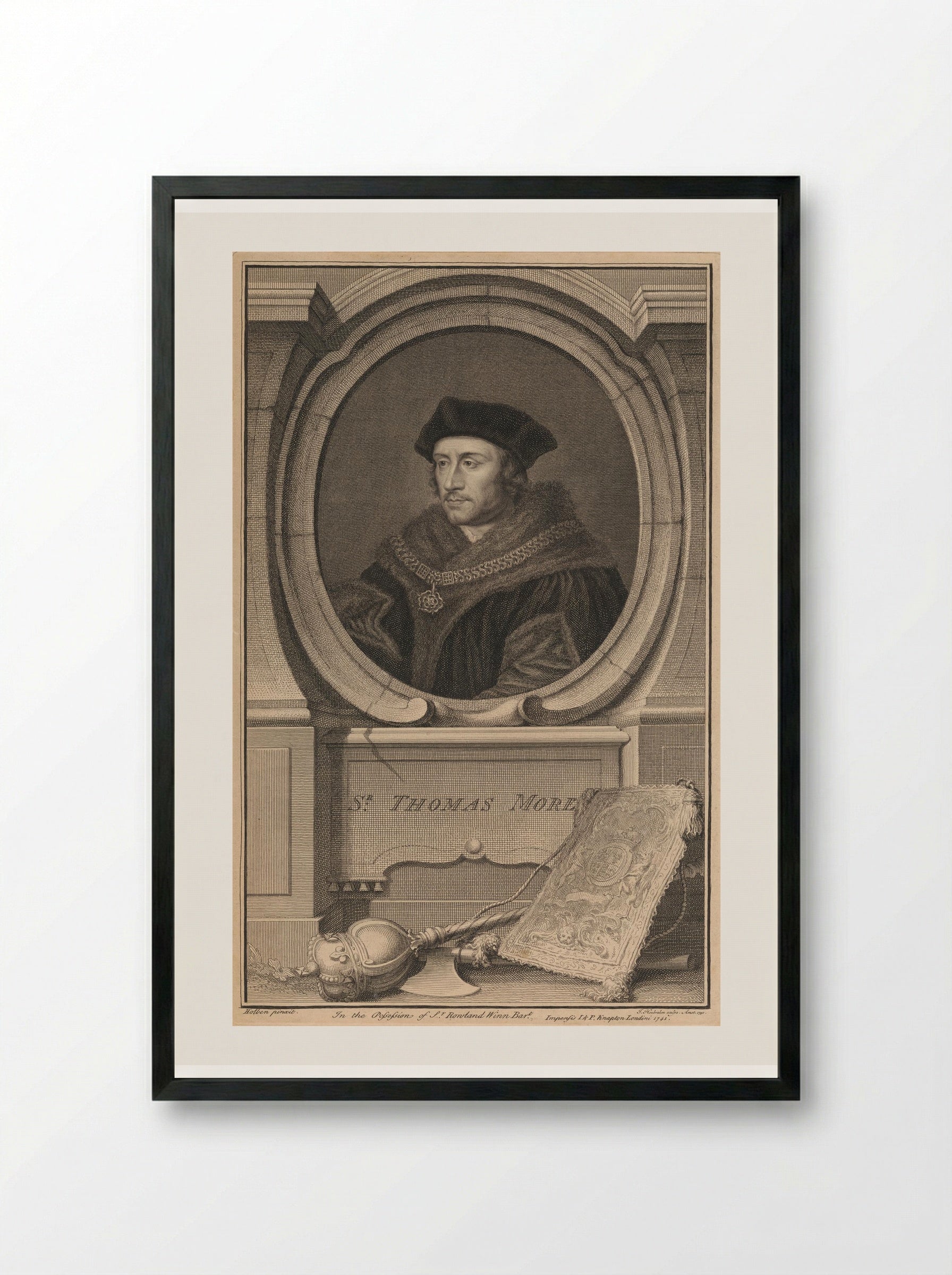 Sir Thomas More - Jacobus Houbraken - Framed Print Black