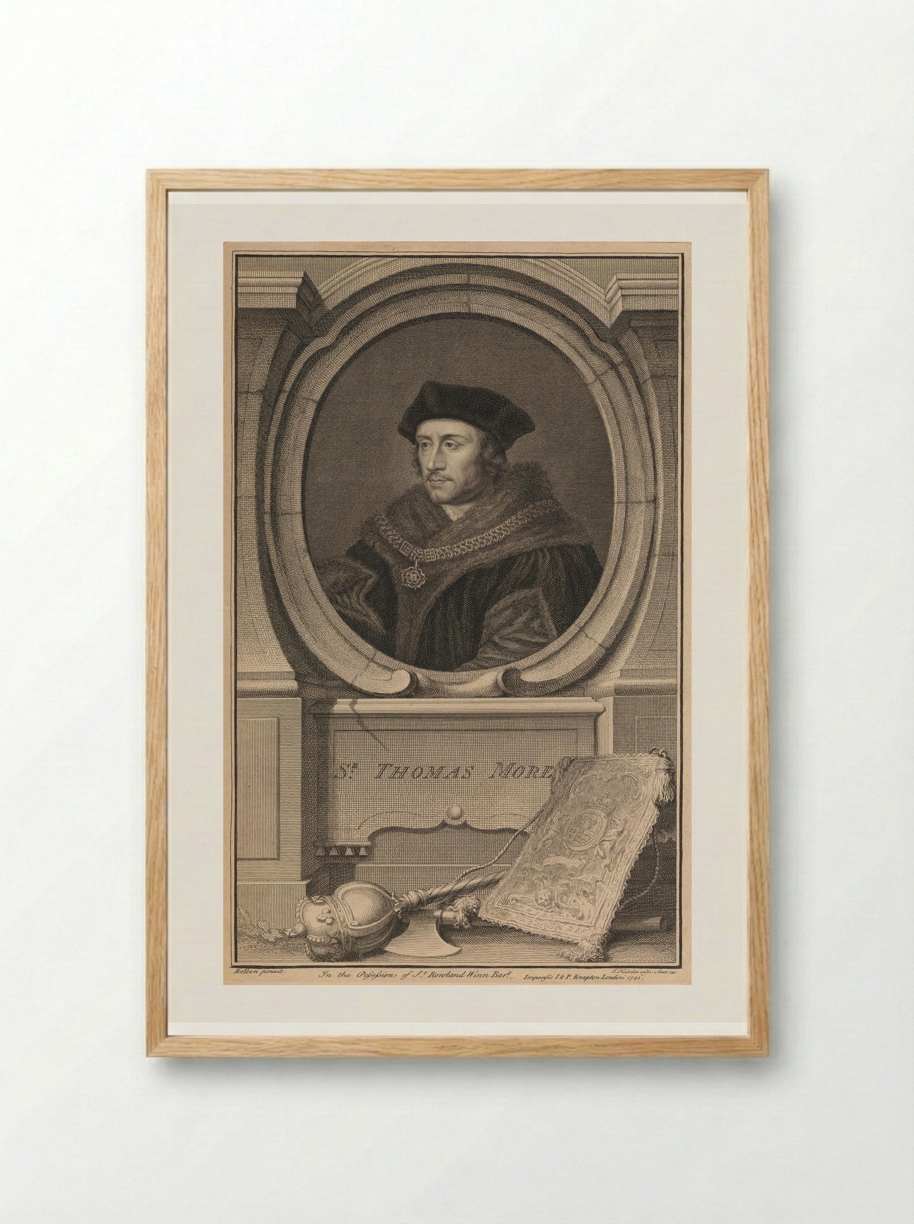 Sir Thomas More - Jacobus Houbraken - Framed Print Wood