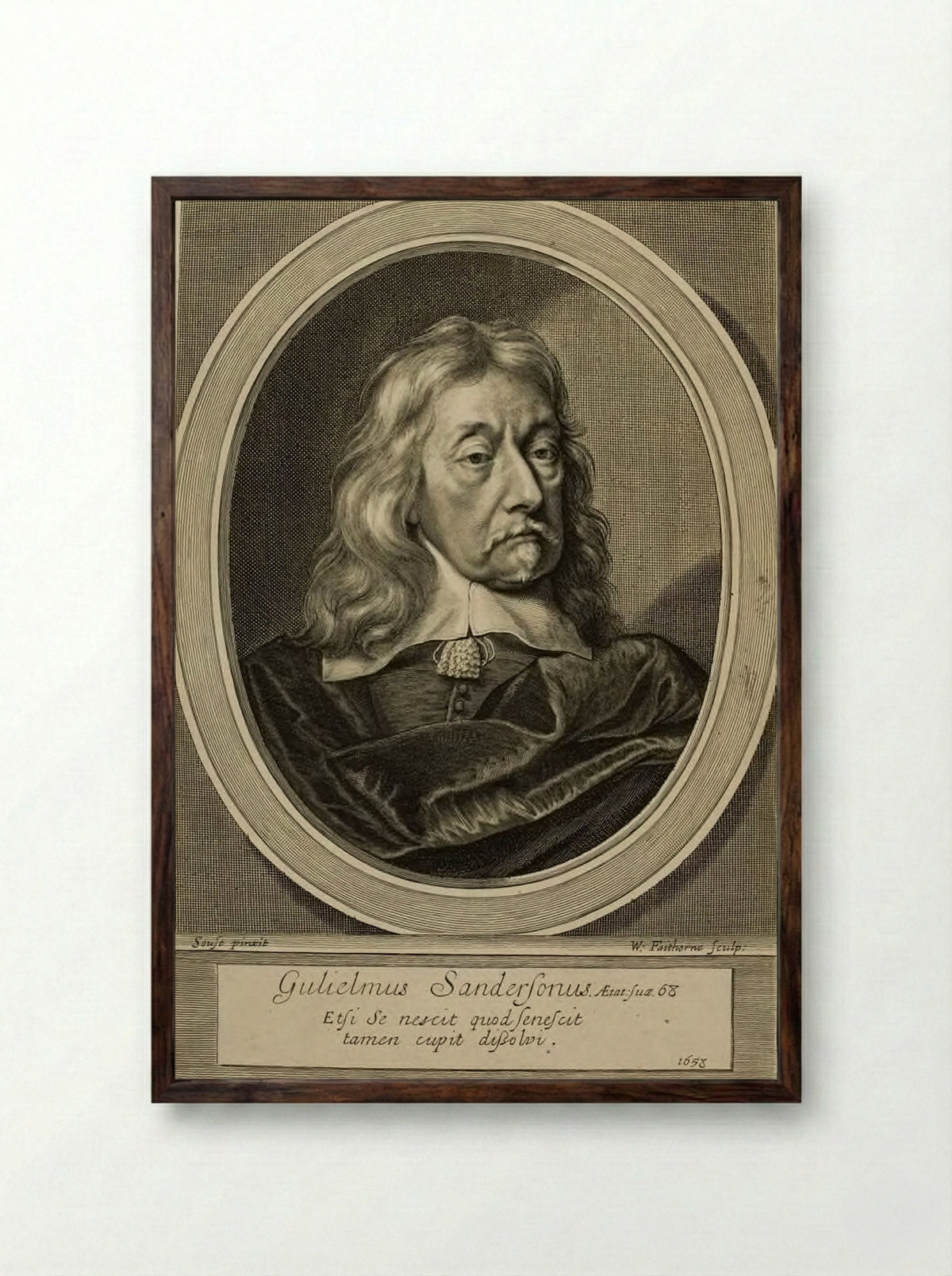 Sir William Sanderson - William Faithorne the Elder - Framed Print Dark Wood