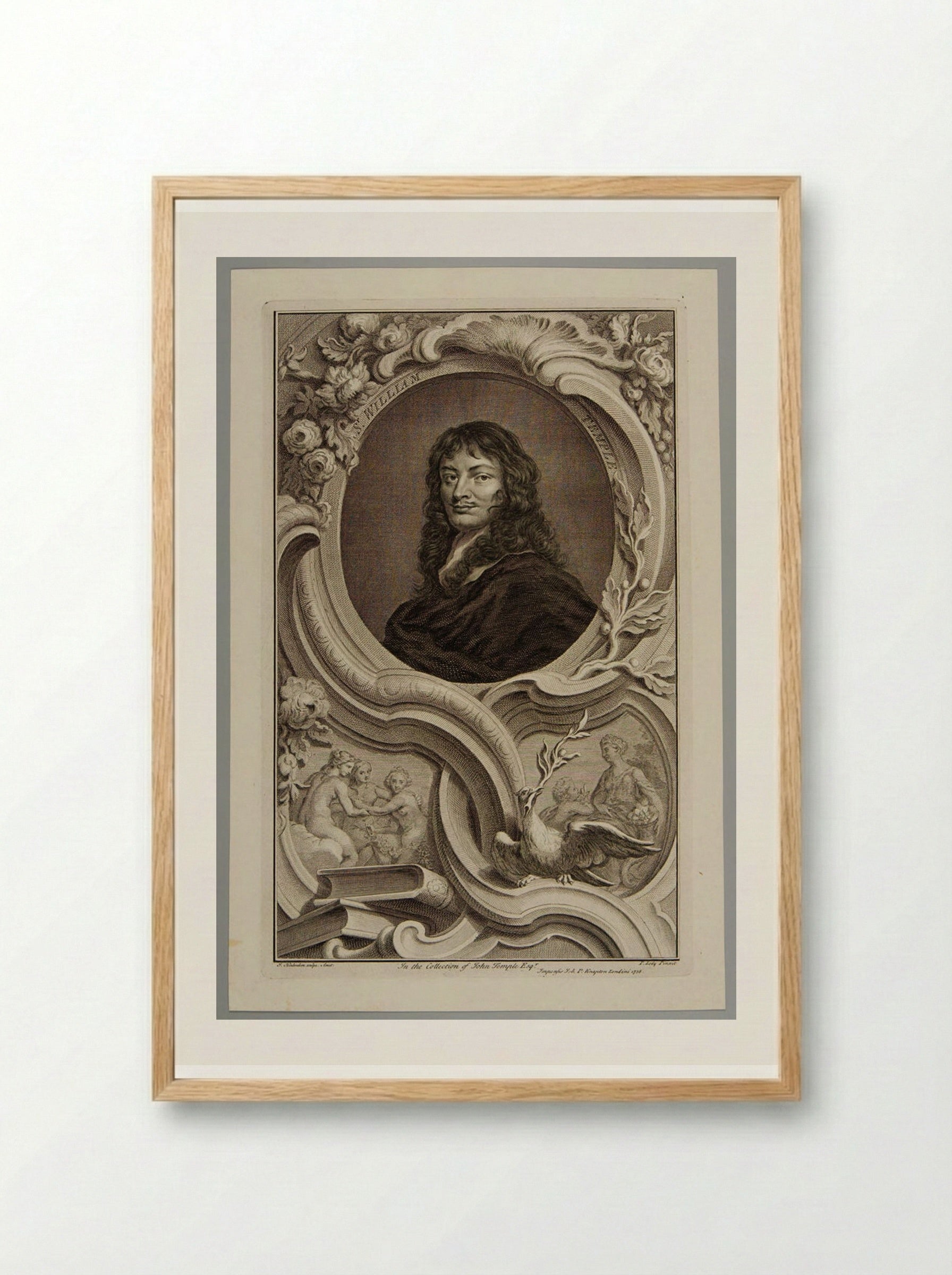 Sir William Temple - Jacobus Houbraken - Framed Print Wood
