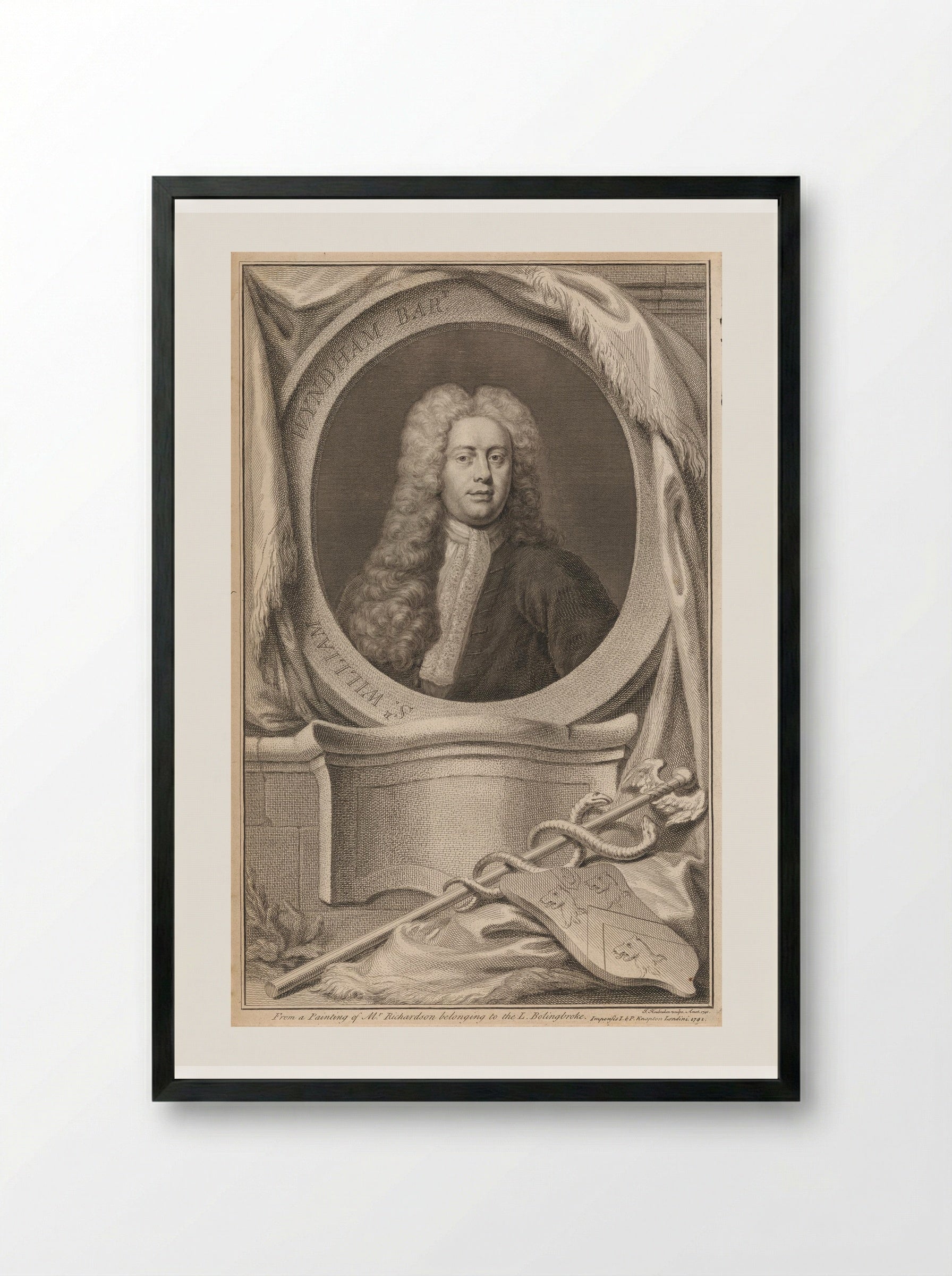 Sir William Wyndham - Jacobus Houbraken - Framed Print Black
