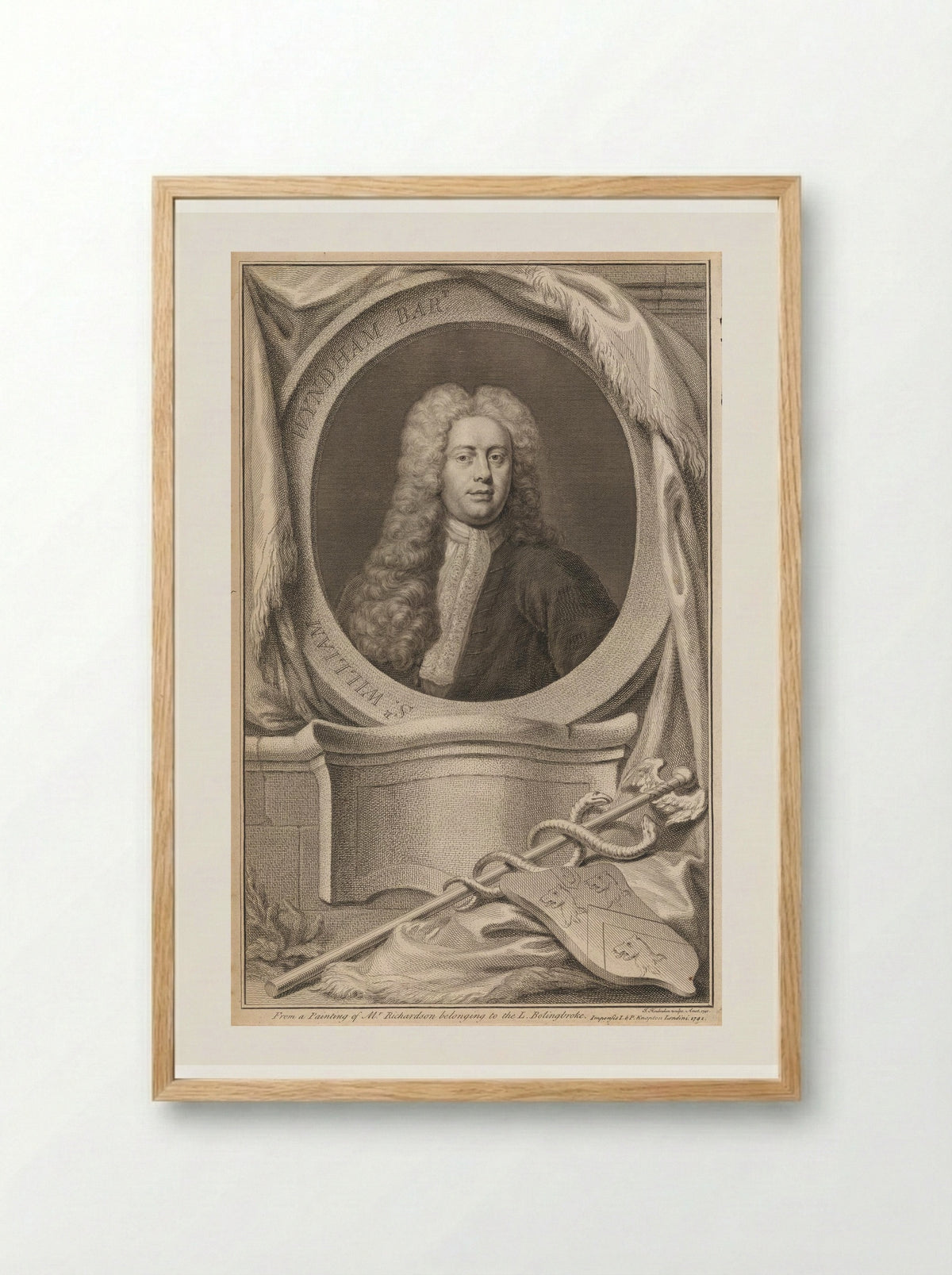 Sir William Wyndham - Jacobus Houbraken - Framed Print Wood