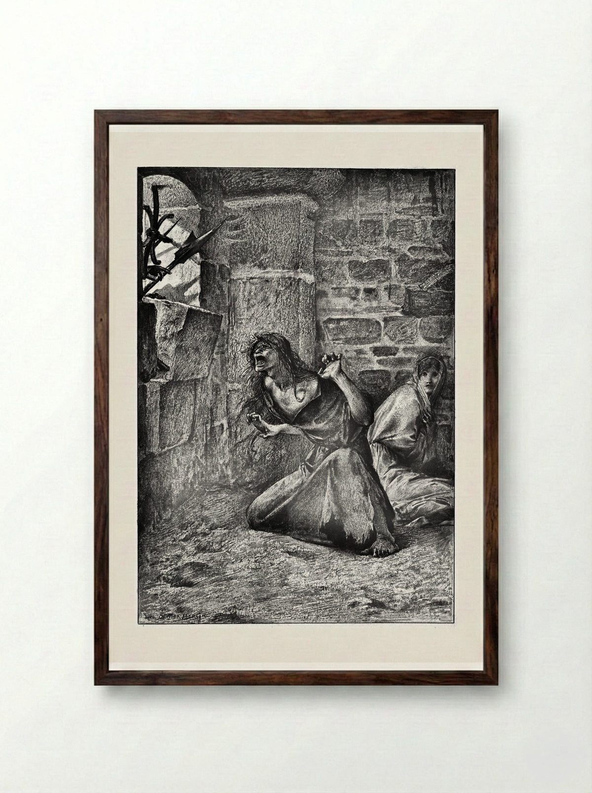 Sister Gudule and Esmeralda - Luc-Olivier Merson - Framed Print Dark Wood