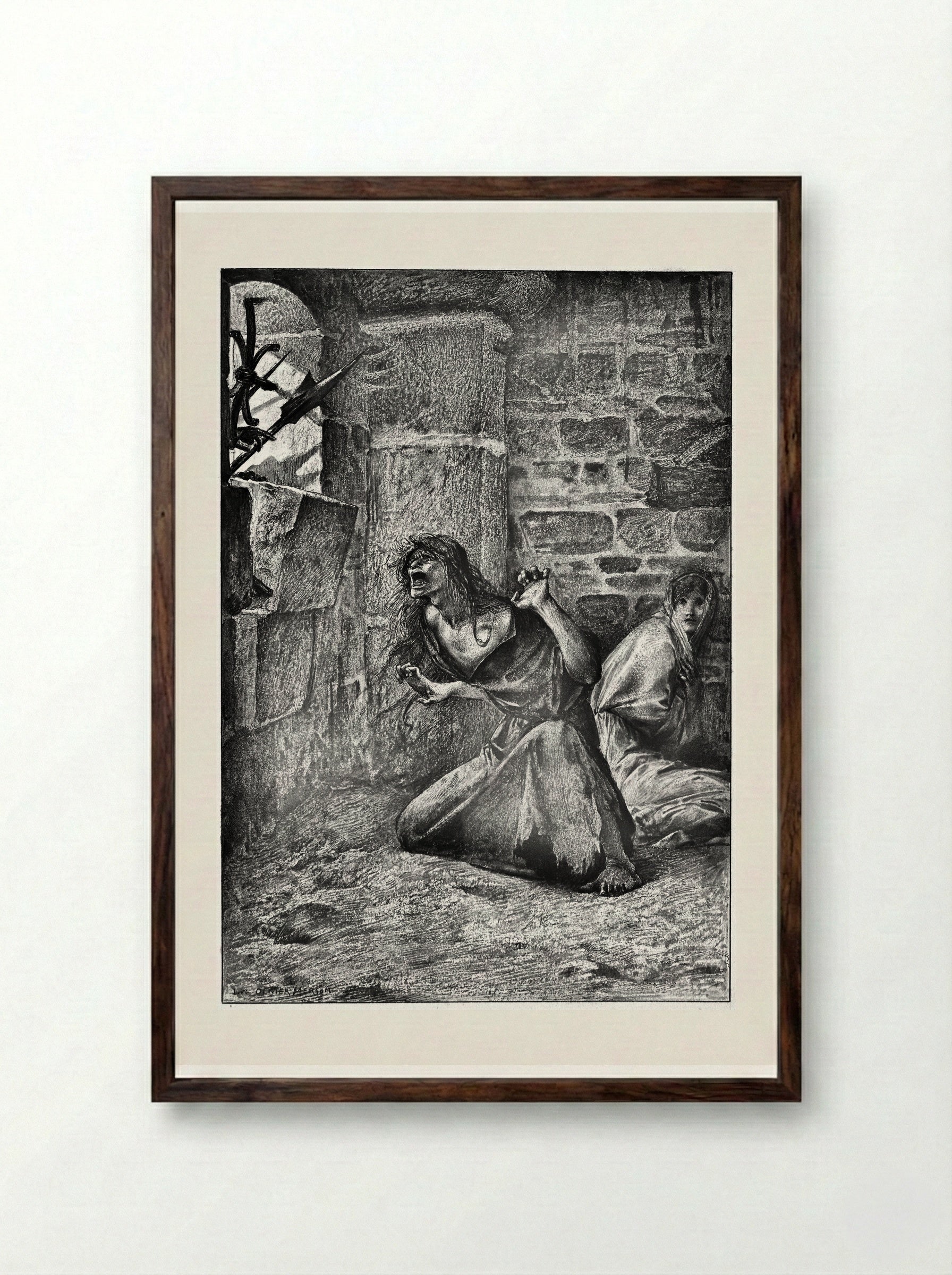 Sister Gudule and Esmeralda - Luc-Olivier Merson - Framed Print Dark Wood