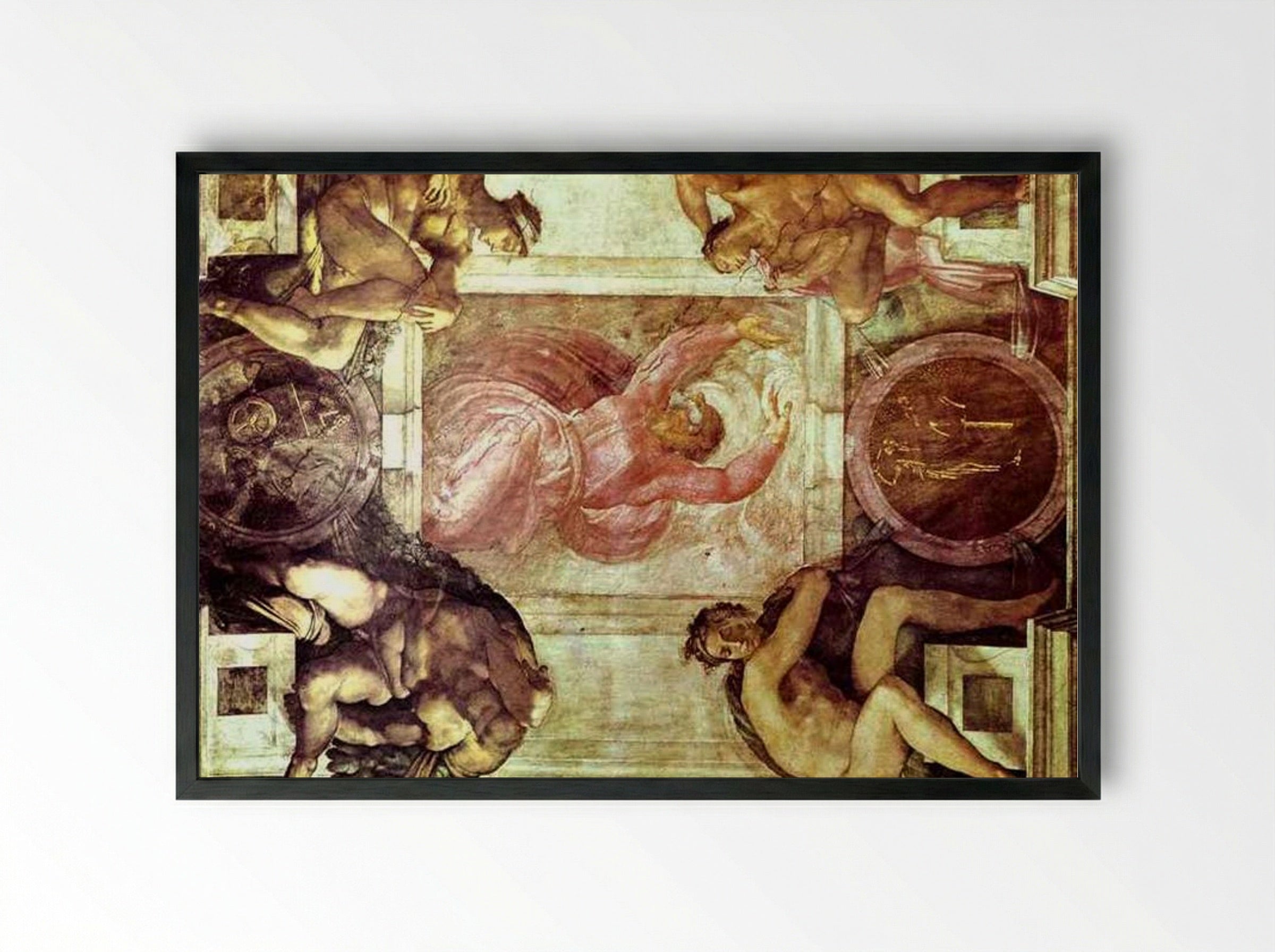 Sistine Chapel Ceiling: God Dividing Light from Darkness - Michelangelo - Framed Print Black