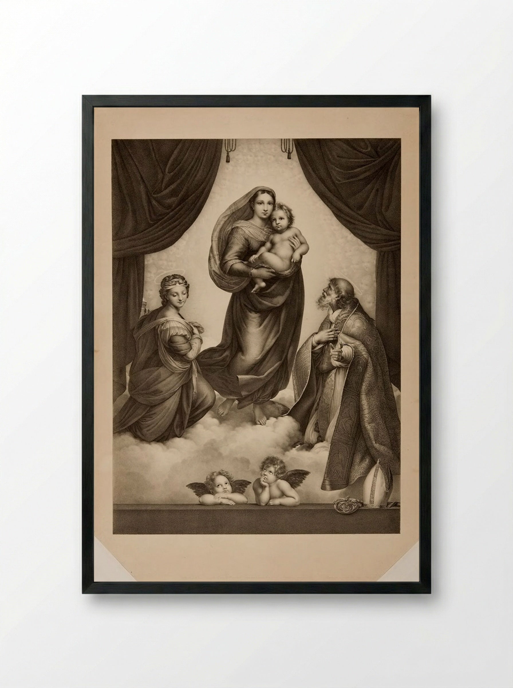 Sistine Madonna (After Raphael) - Hyacinthe Louis Victor J.-B. Aubry-Lecomte - Framed Print Black