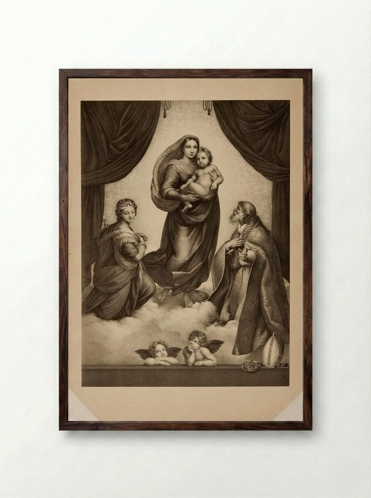 Sistine Madonna (After Raphael) - Hyacinthe Louis Victor J.-B. Aubry-Lecomte - Framed Print Dark Wood