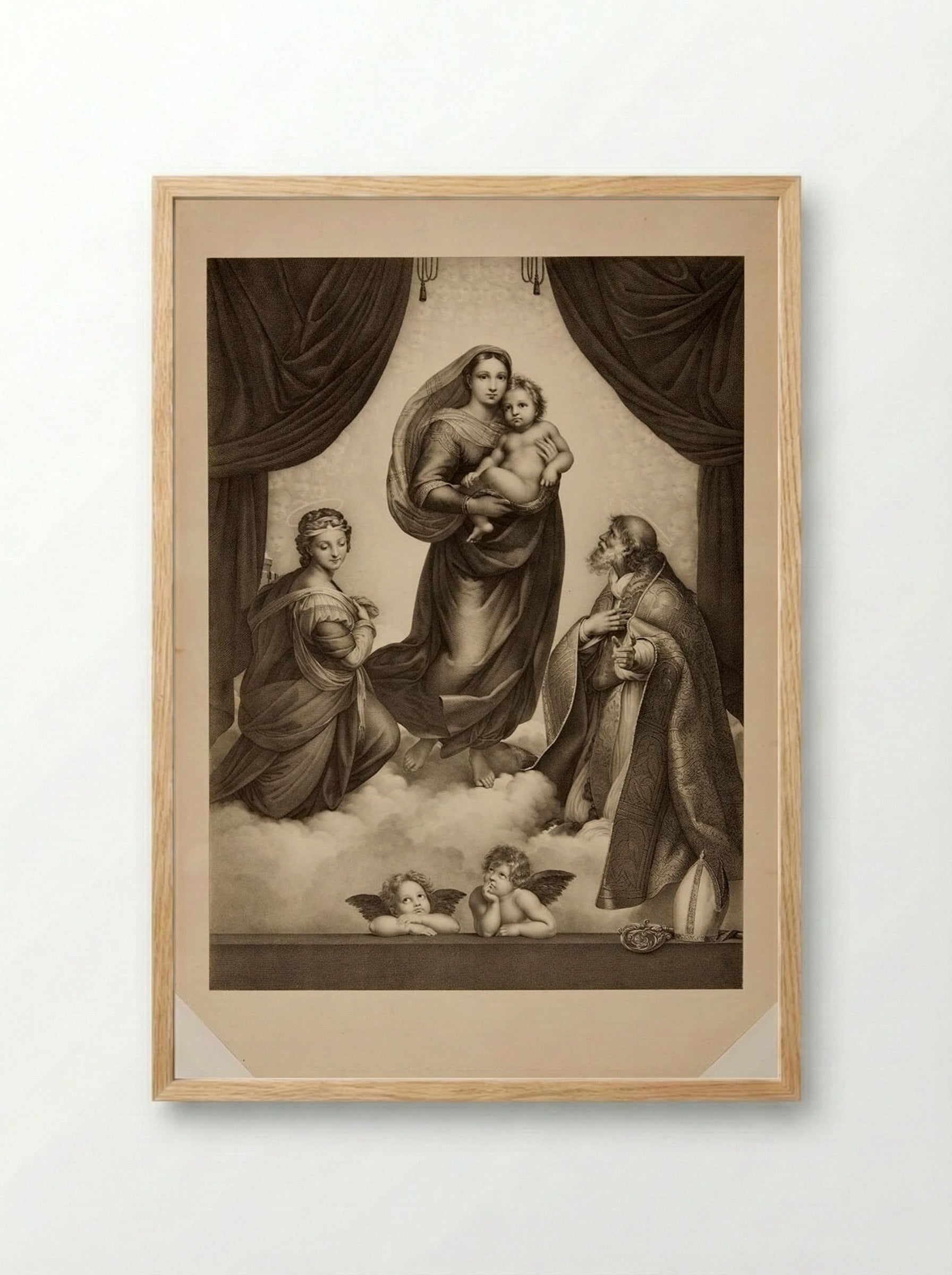 Sistine Madonna (After Raphael) - Hyacinthe Louis Victor J.-B. Aubry-Lecomte - Framed Print Wood