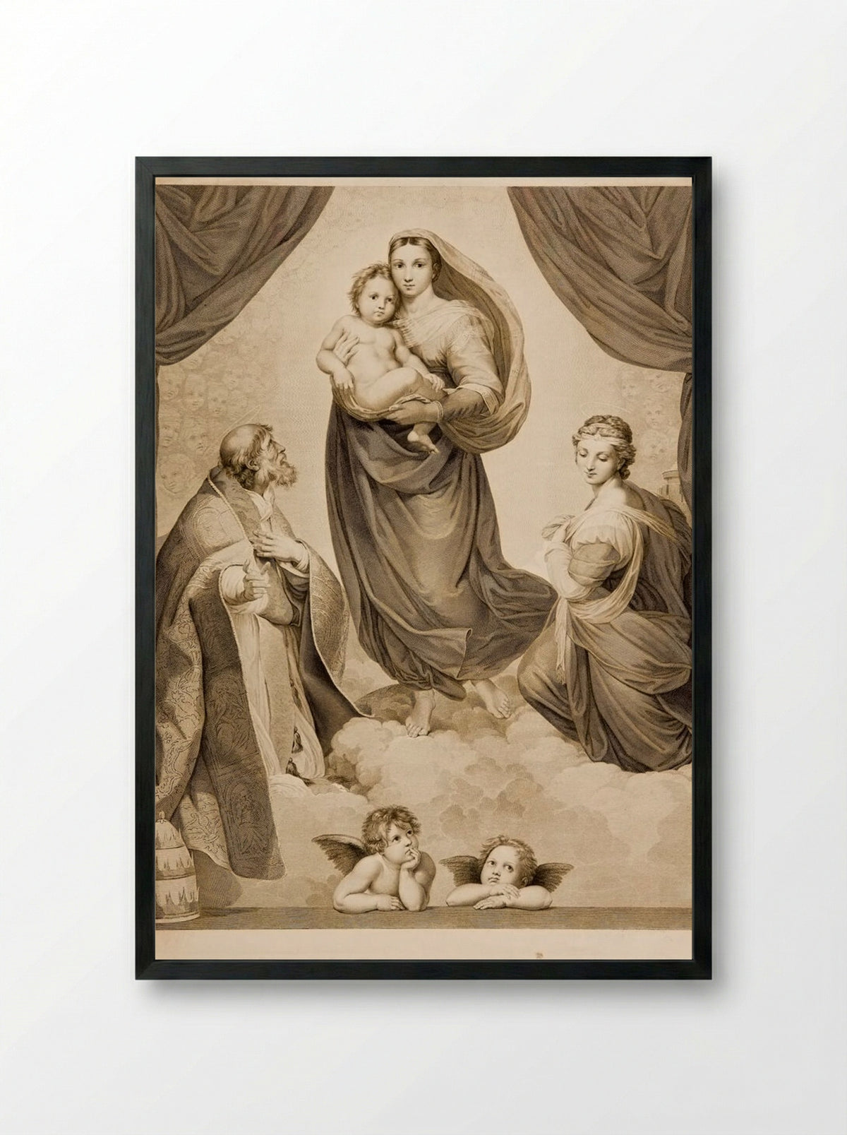 Sistine Madonna - Johann Friedrich Wilhelm Müller - Framed Print Black