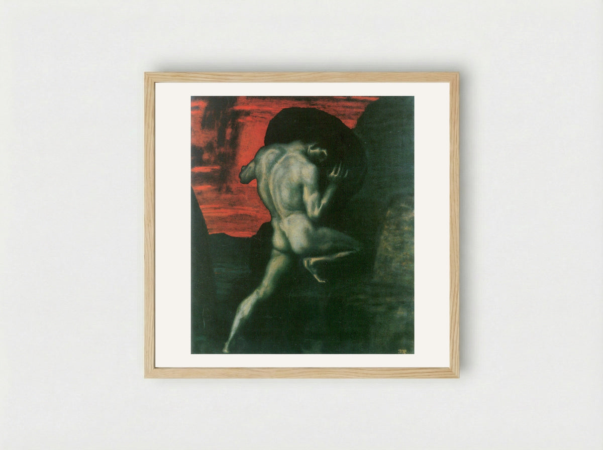 Sisyphus - Franz von Stuck - Framed Print Wood